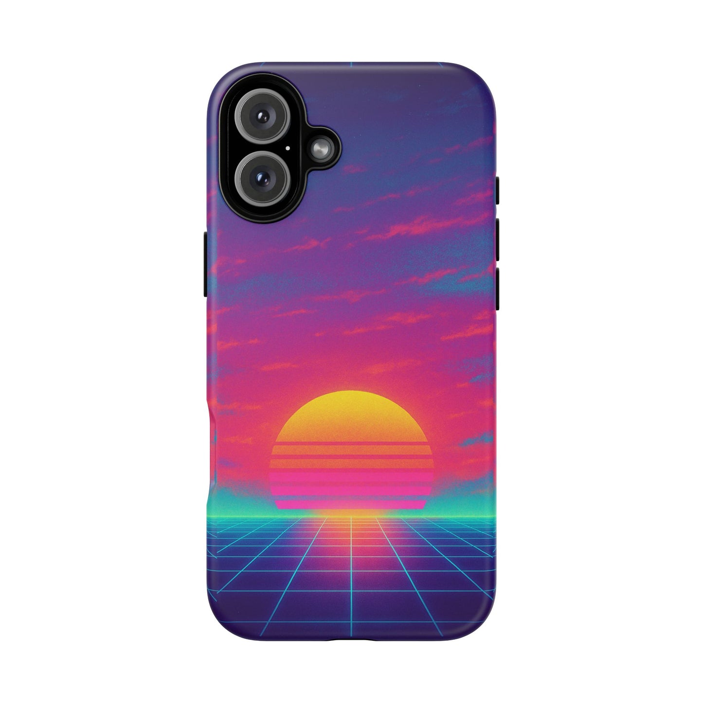 Retro Sunset Tough Phone Case - Vibrant 80s Aesthetic