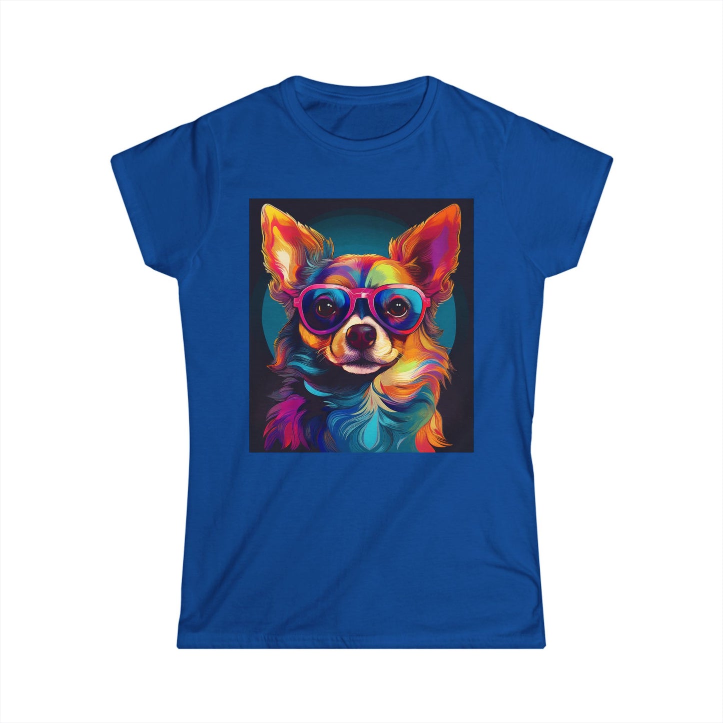Colorful Dog Graphic Women's Softstyle Tee - Perfect for Animal Lovers