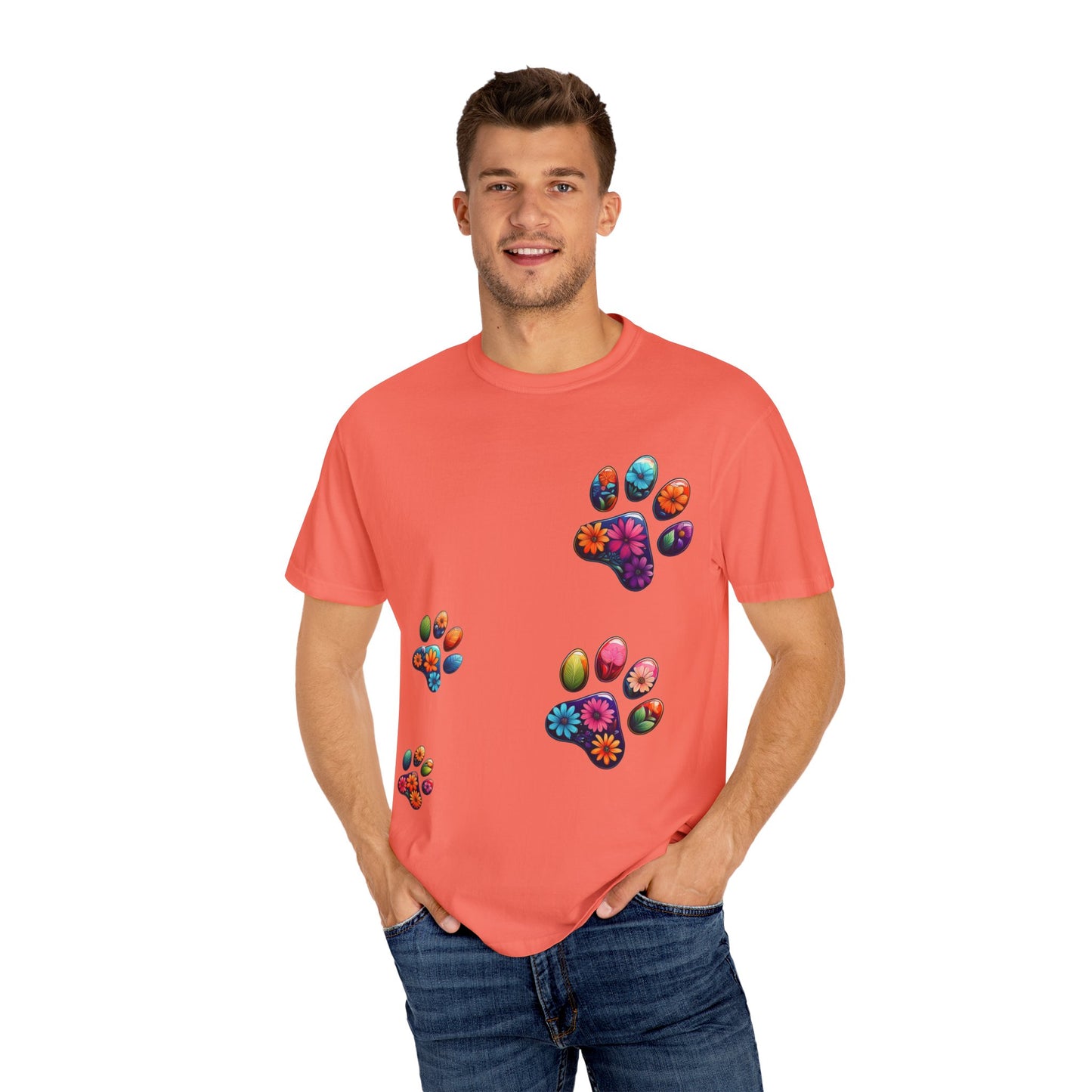 Floral Paw Print T-Shirt for Pet Lovers