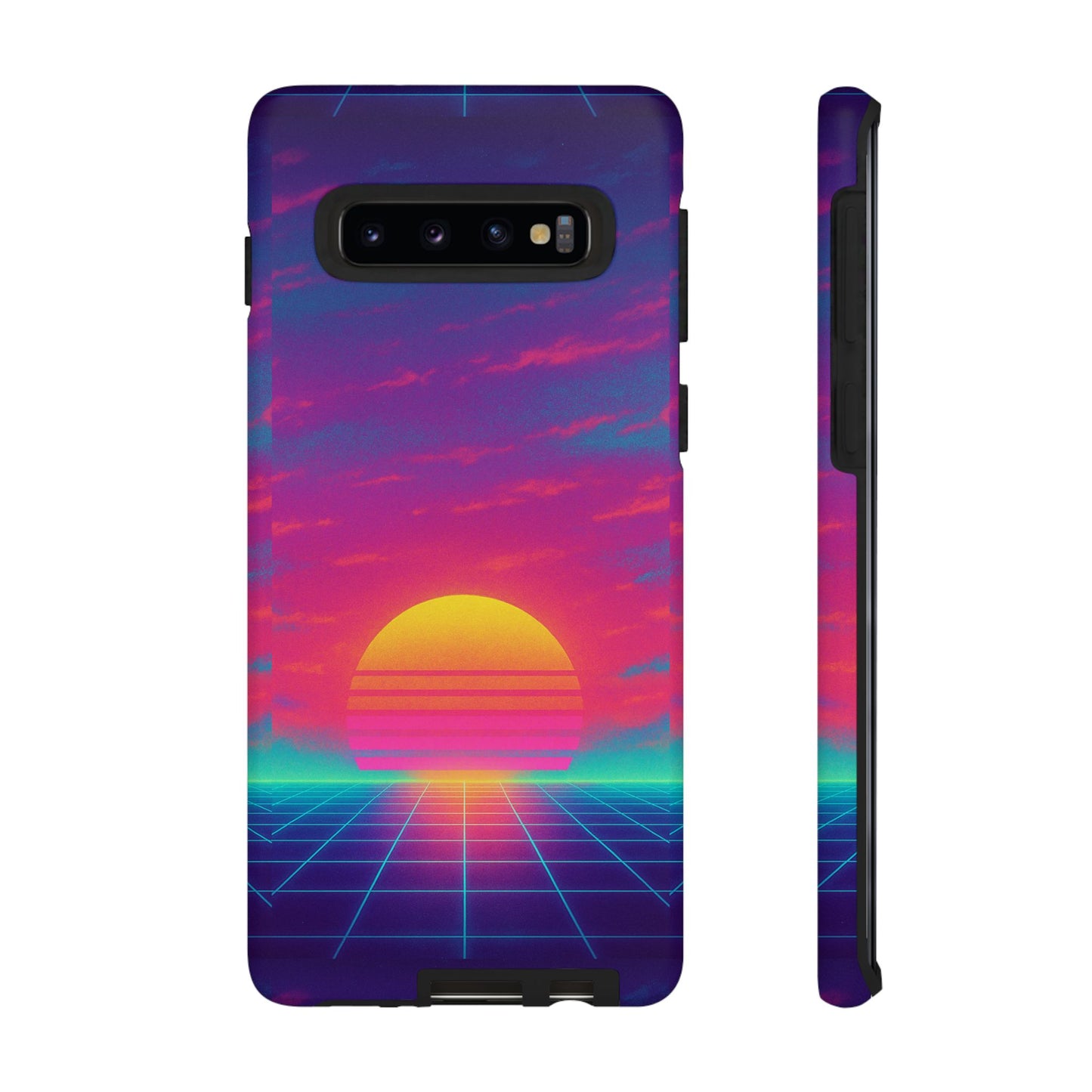 Retro Sunset Tough Phone Case - Vibrant 80s Aesthetic