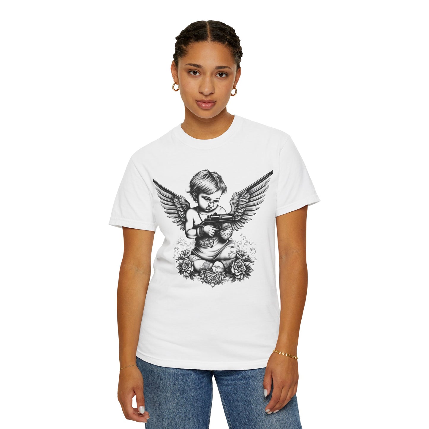 Unisex Angel with Gun Graphic T-Shirt - Edgy Streetwear
