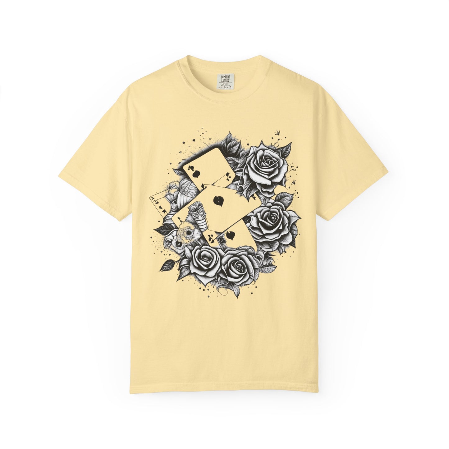 Gothic Floral Card T-Shirt | Unisex Garment-Dyed Tee