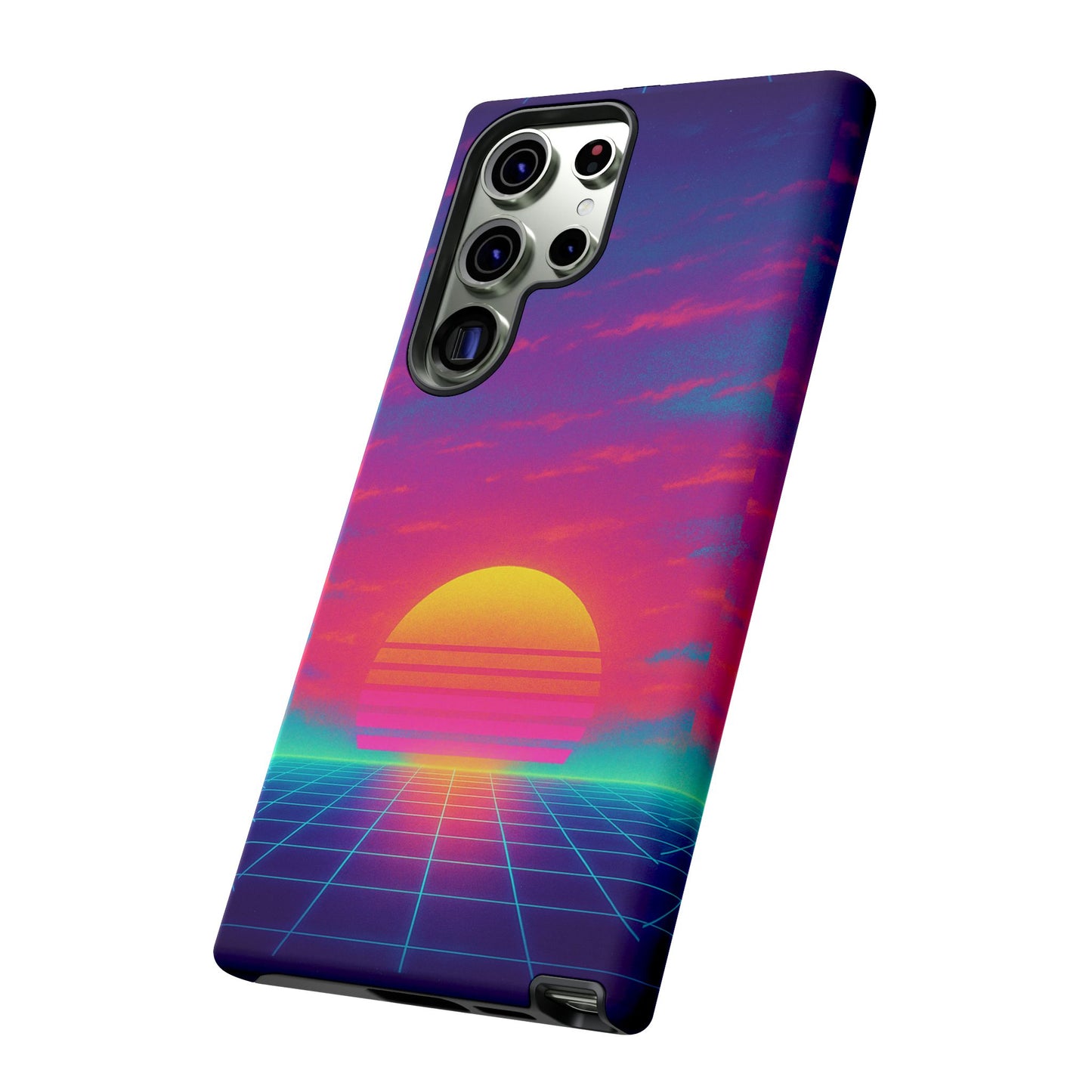 Retro Sunset Tough Phone Case - Vibrant 80s Aesthetic