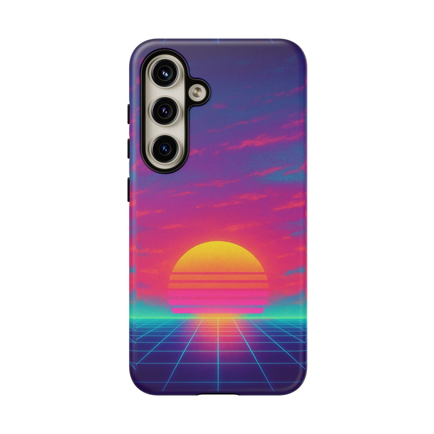Retro Sunset Tough Phone Case - Vibrant 80s Aesthetic