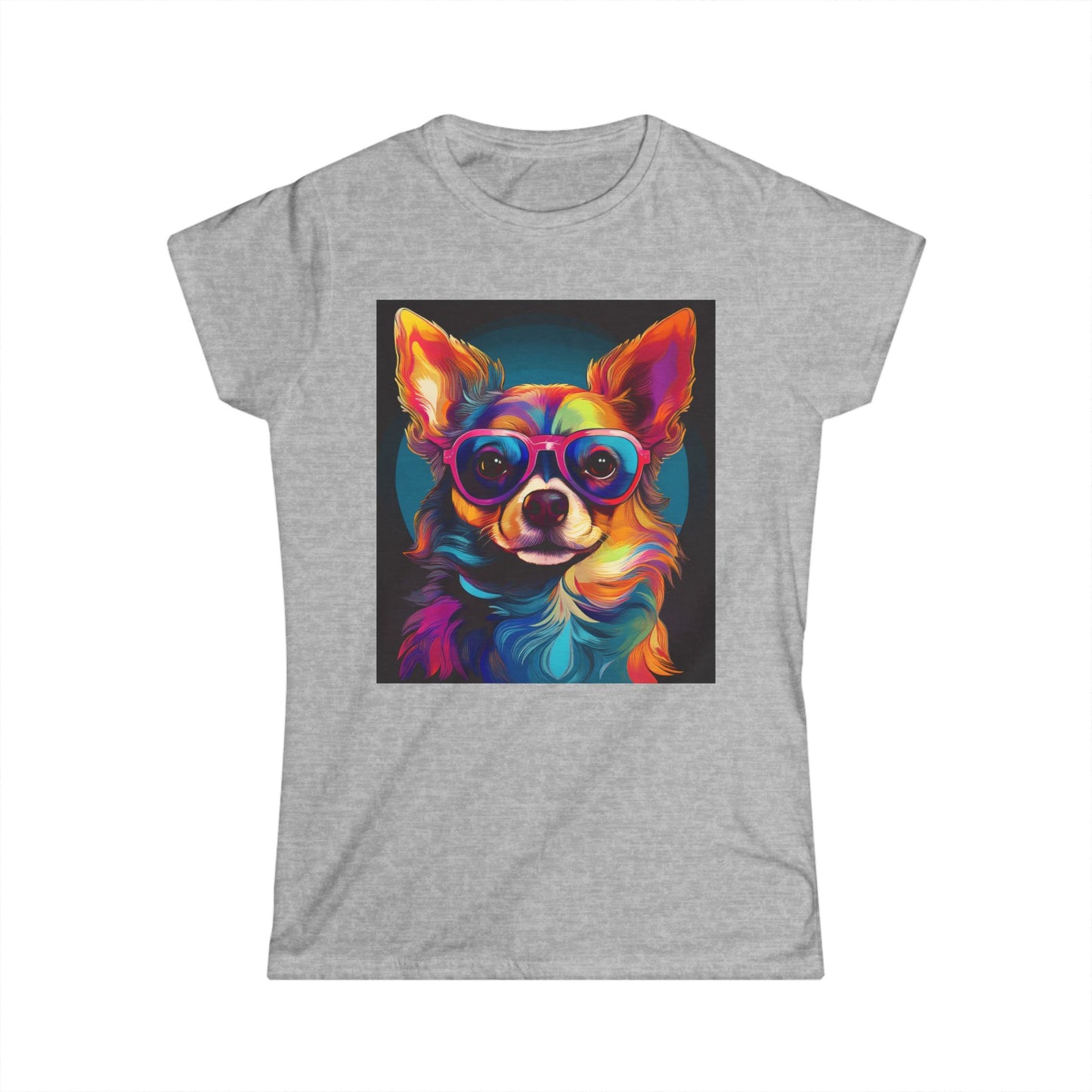 Colorful Dog Graphic Women's Softstyle Tee - Perfect for Animal Lovers