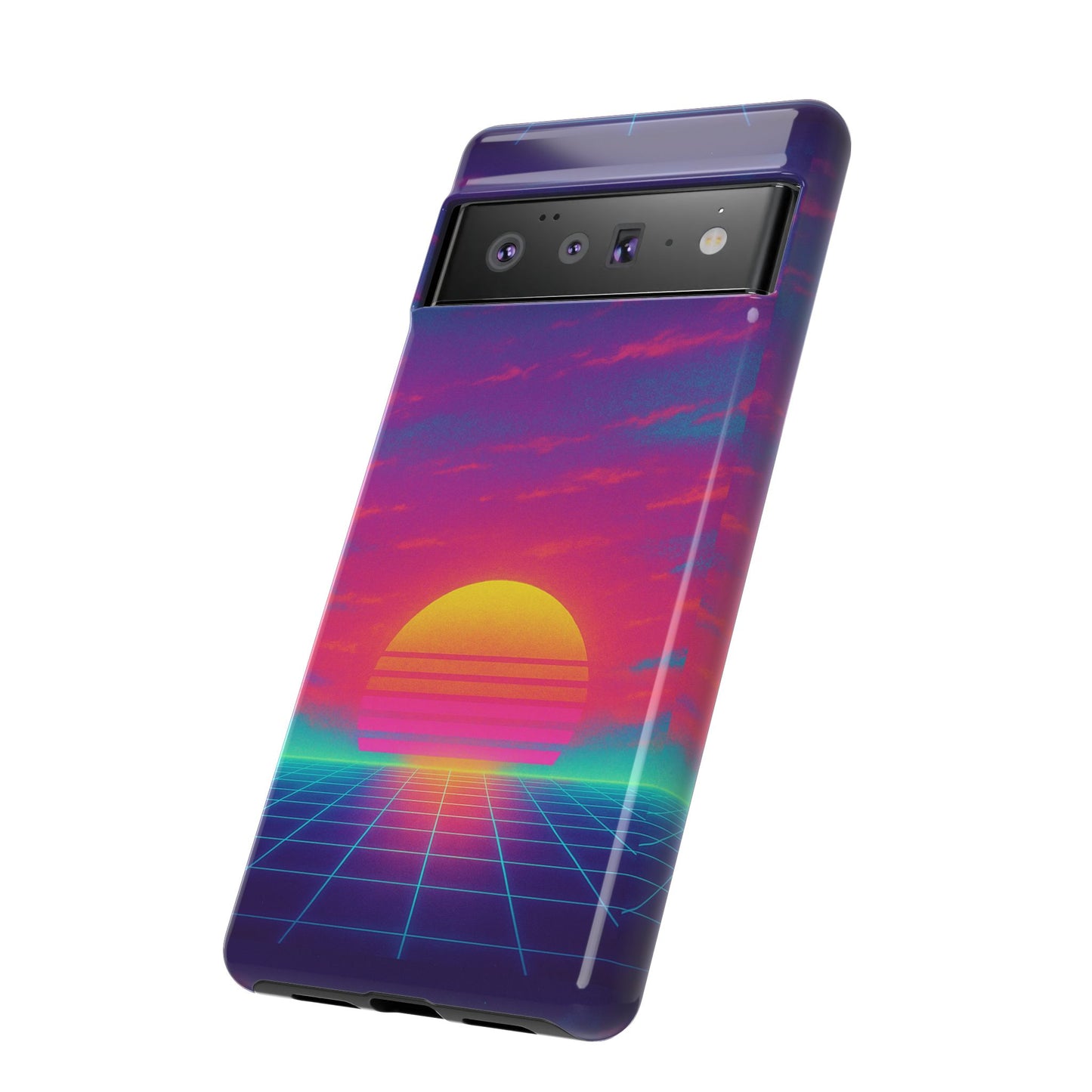 Retro Sunset Tough Phone Case - Vibrant 80s Aesthetic