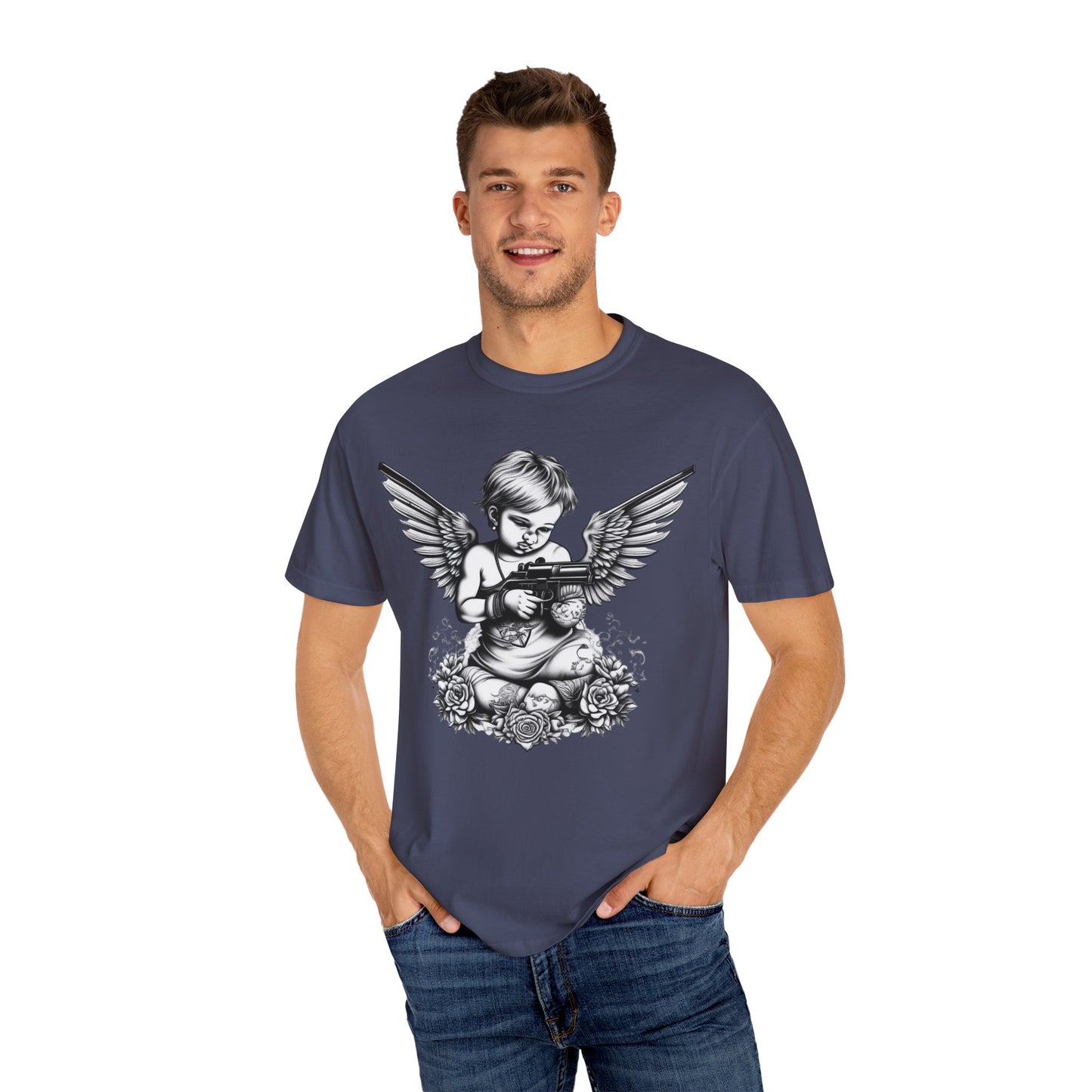 Unisex Angel with Gun Graphic T-Shirt - Edgy Streetwear