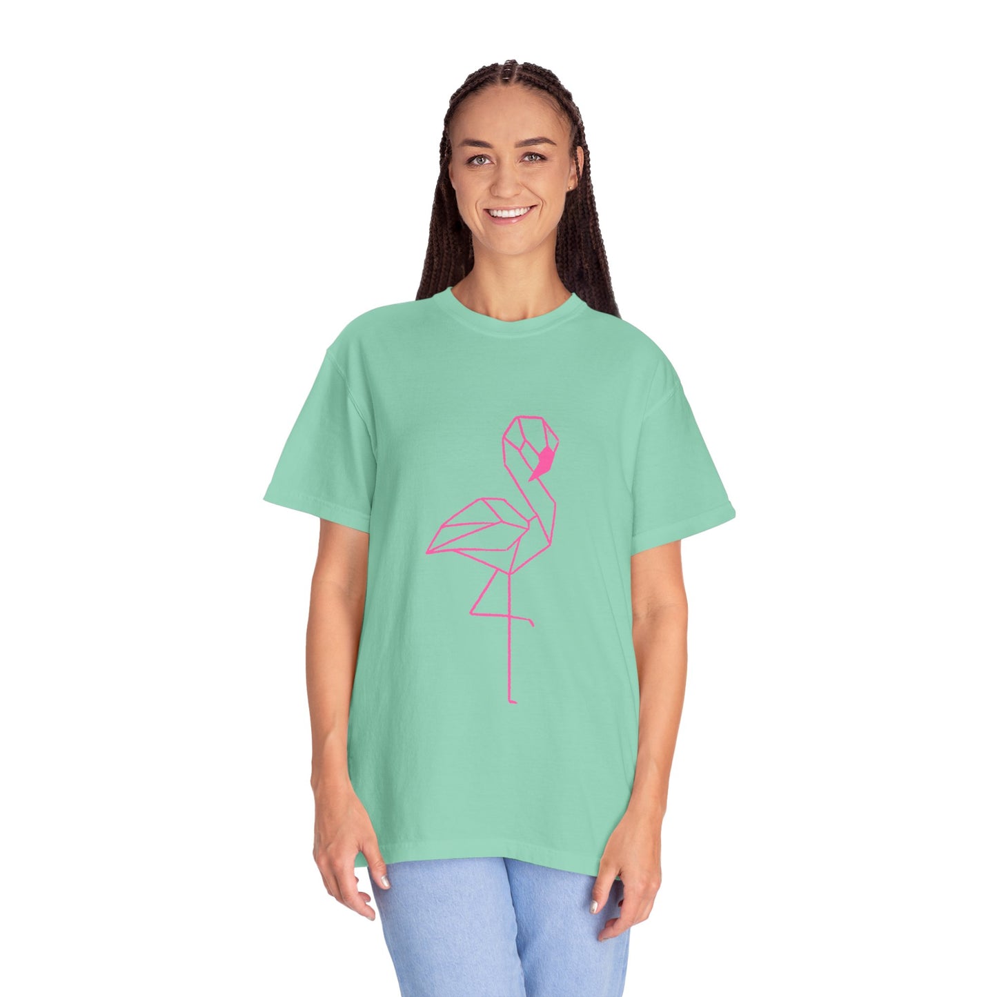 Geo Flamingo Unisex T-shirt | Summer Vibes Tee | Gift for Nature Lovers | Casual Wear for Every Occasion, Beach, Vacation, Friends Gathering