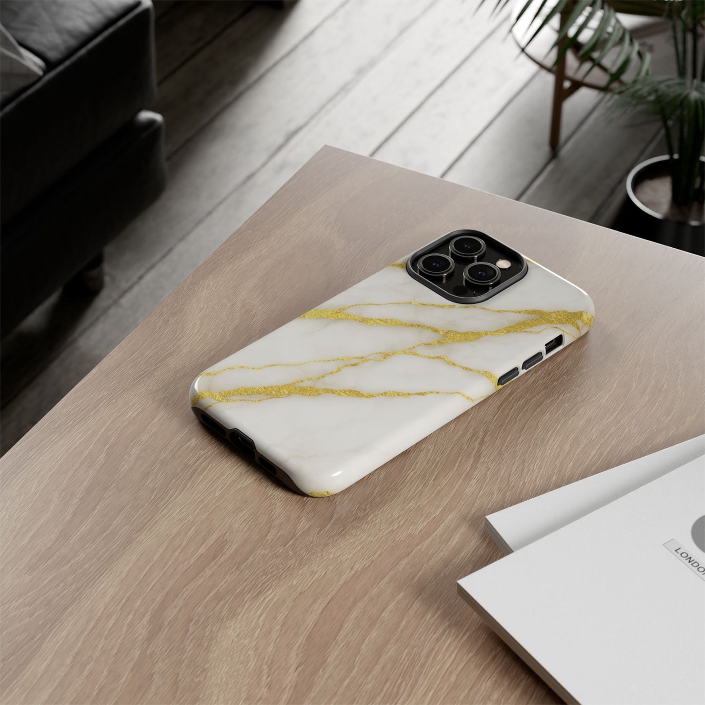 Luxury Marble Phone Case with Gold Accents