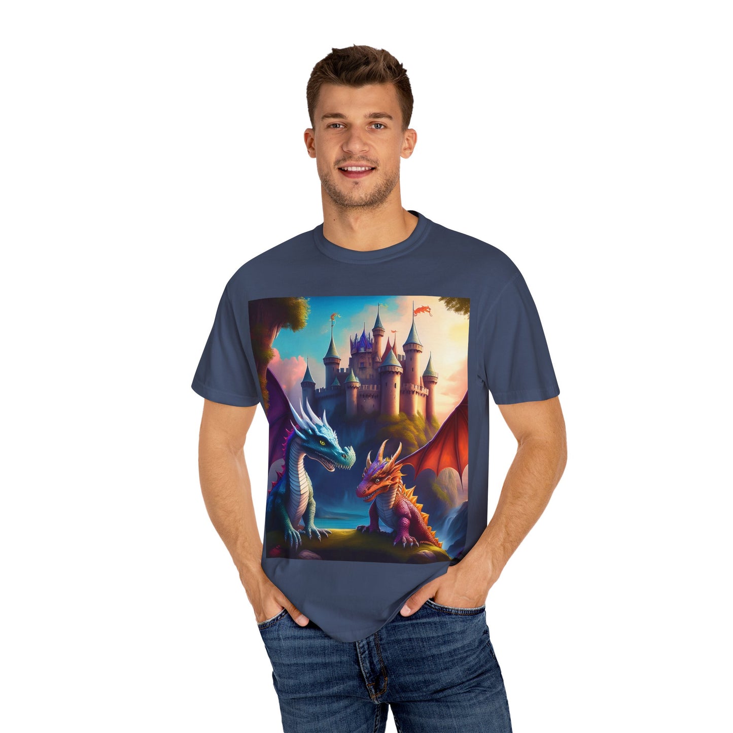 Fantasy Dragons Unisex Garment-Dyed T-Shirt - Perfect for Gamers & Fantasy Lovers
