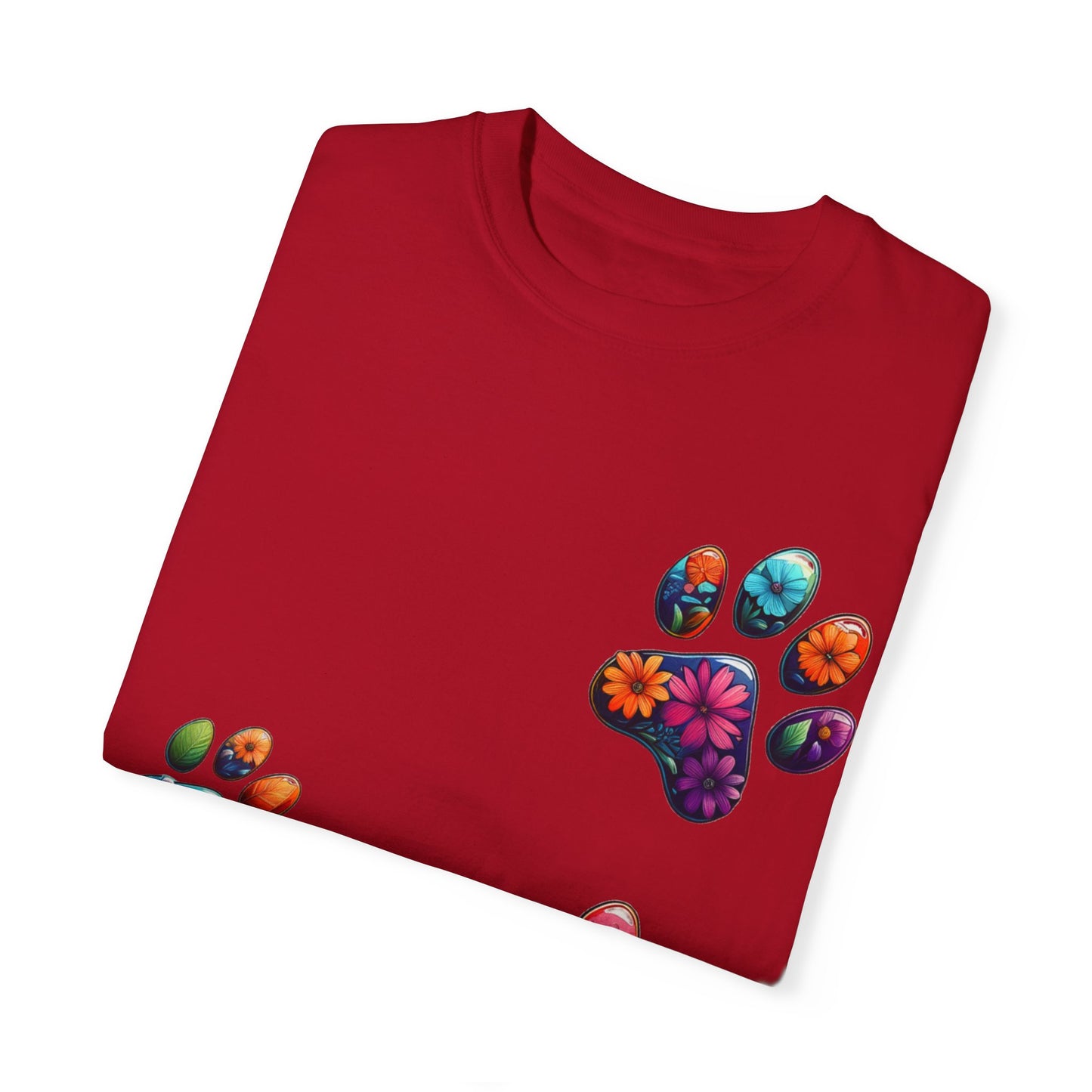 Floral Paw Print T-Shirt for Pet Lovers