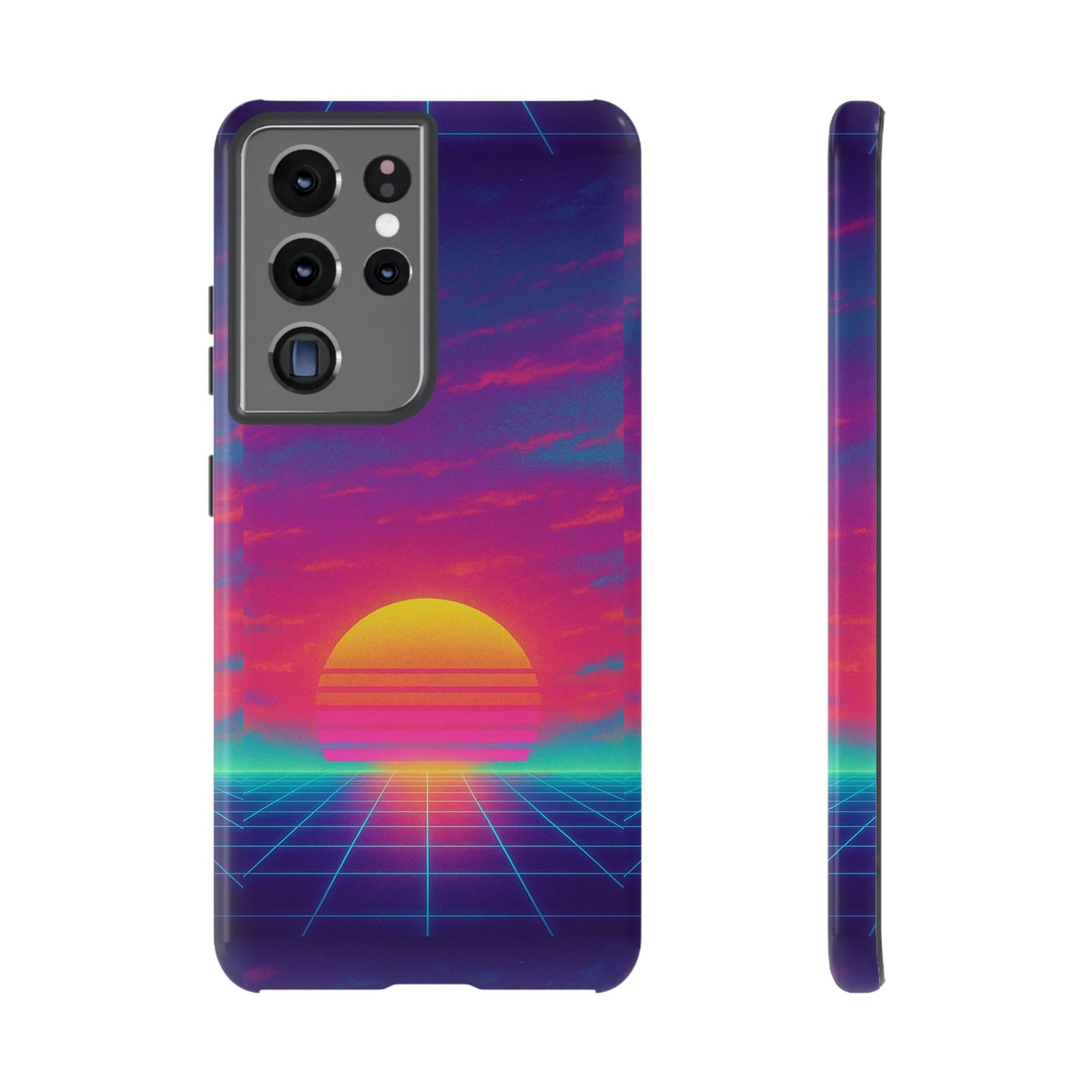Retro Sunset Tough Phone Case - Vibrant 80s Aesthetic