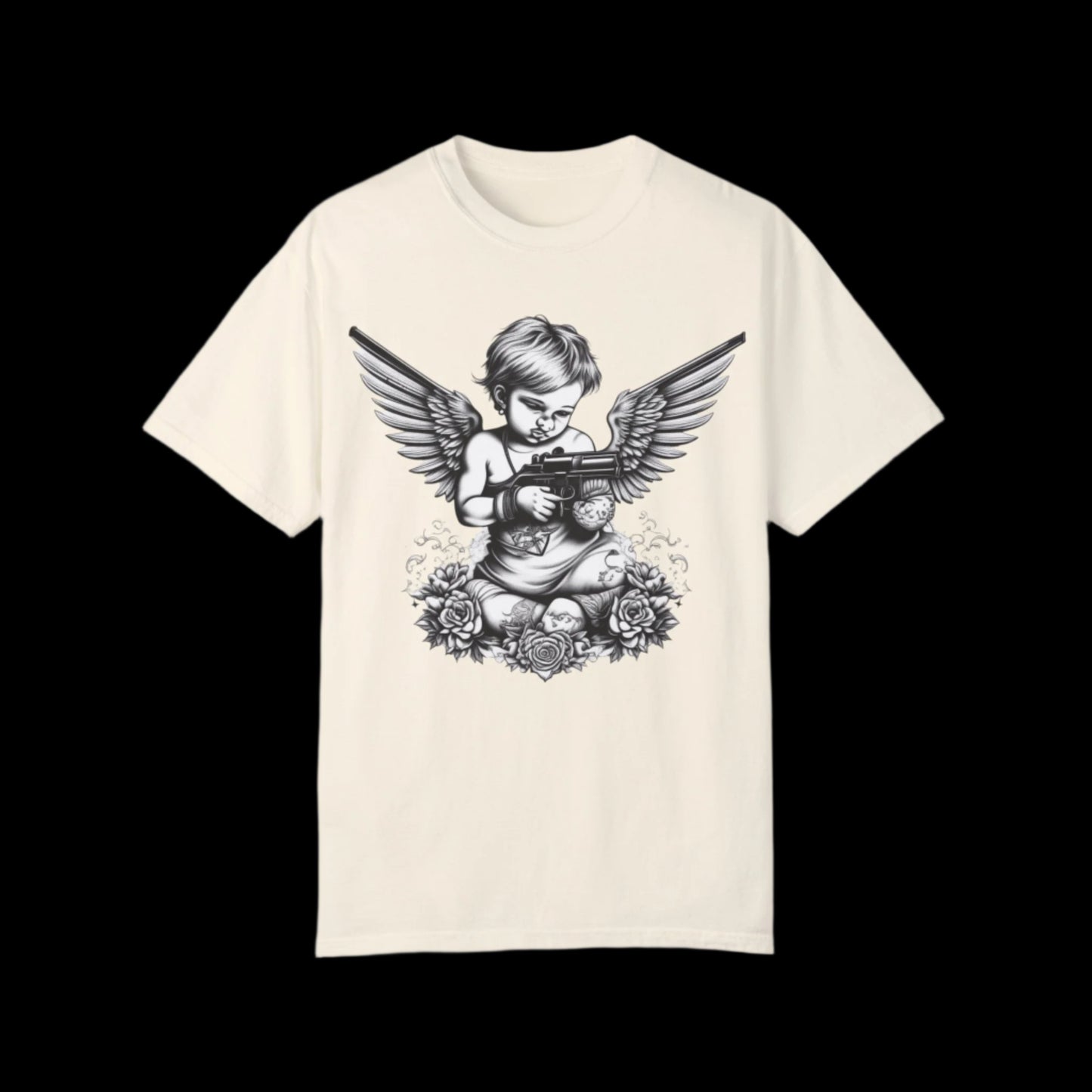 Unisex Angel with Gun Graphic T-Shirt - Edgy Streetwear