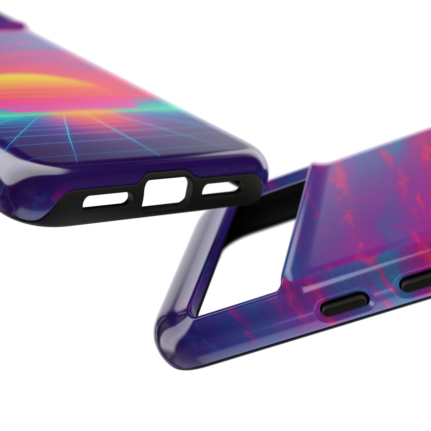 Retro Sunset Tough Phone Case - Vibrant 80s Aesthetic