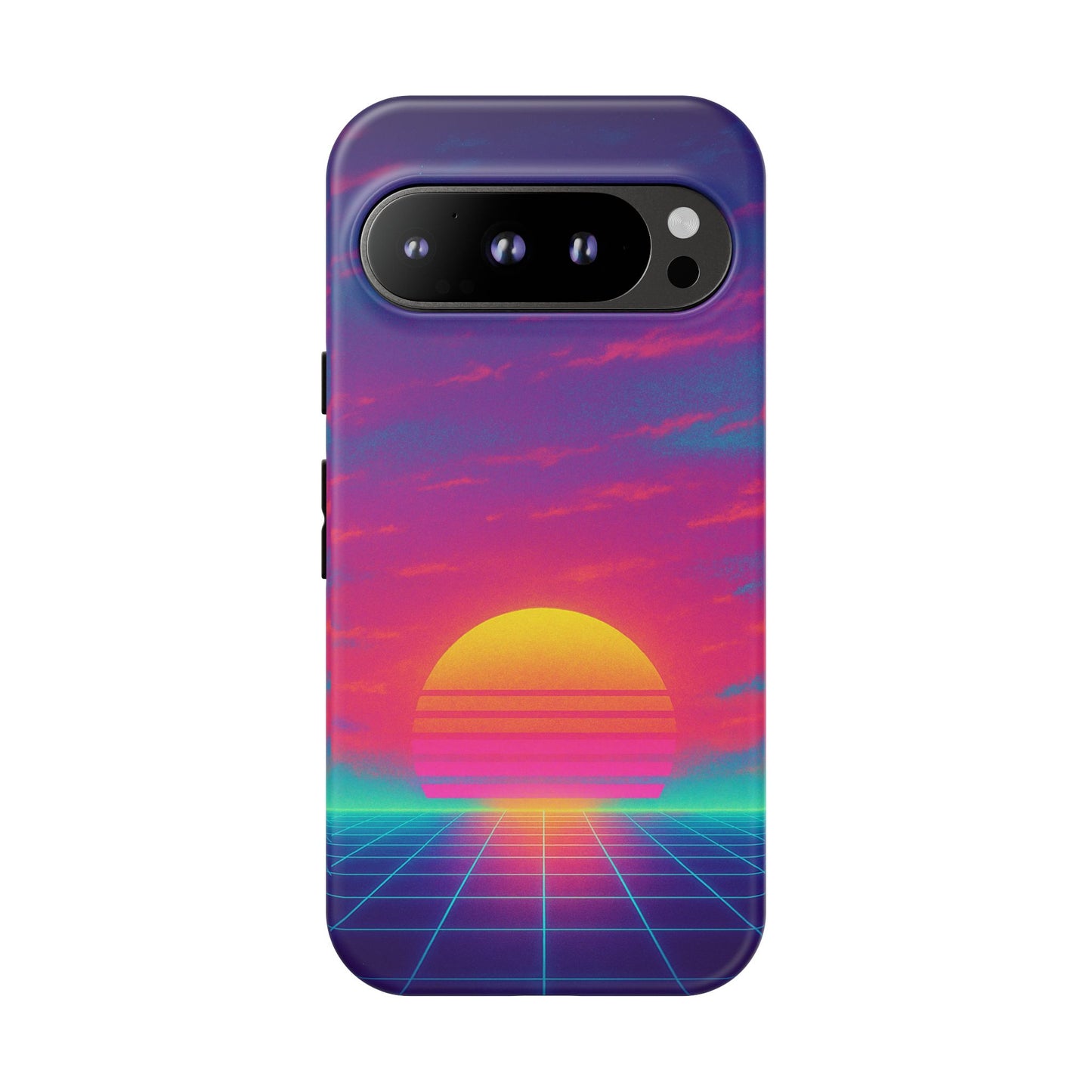 Retro Sunset Tough Phone Case - Vibrant 80s Aesthetic