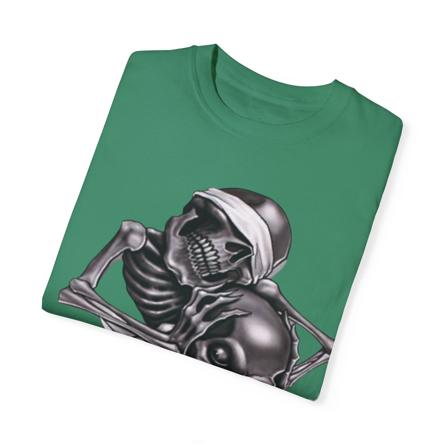 Unisex Garment-Dyed T-Shirt with Skull Design -hear no evil speak no evil see no evil- Edgy Streetwear for Halloween and Everyday