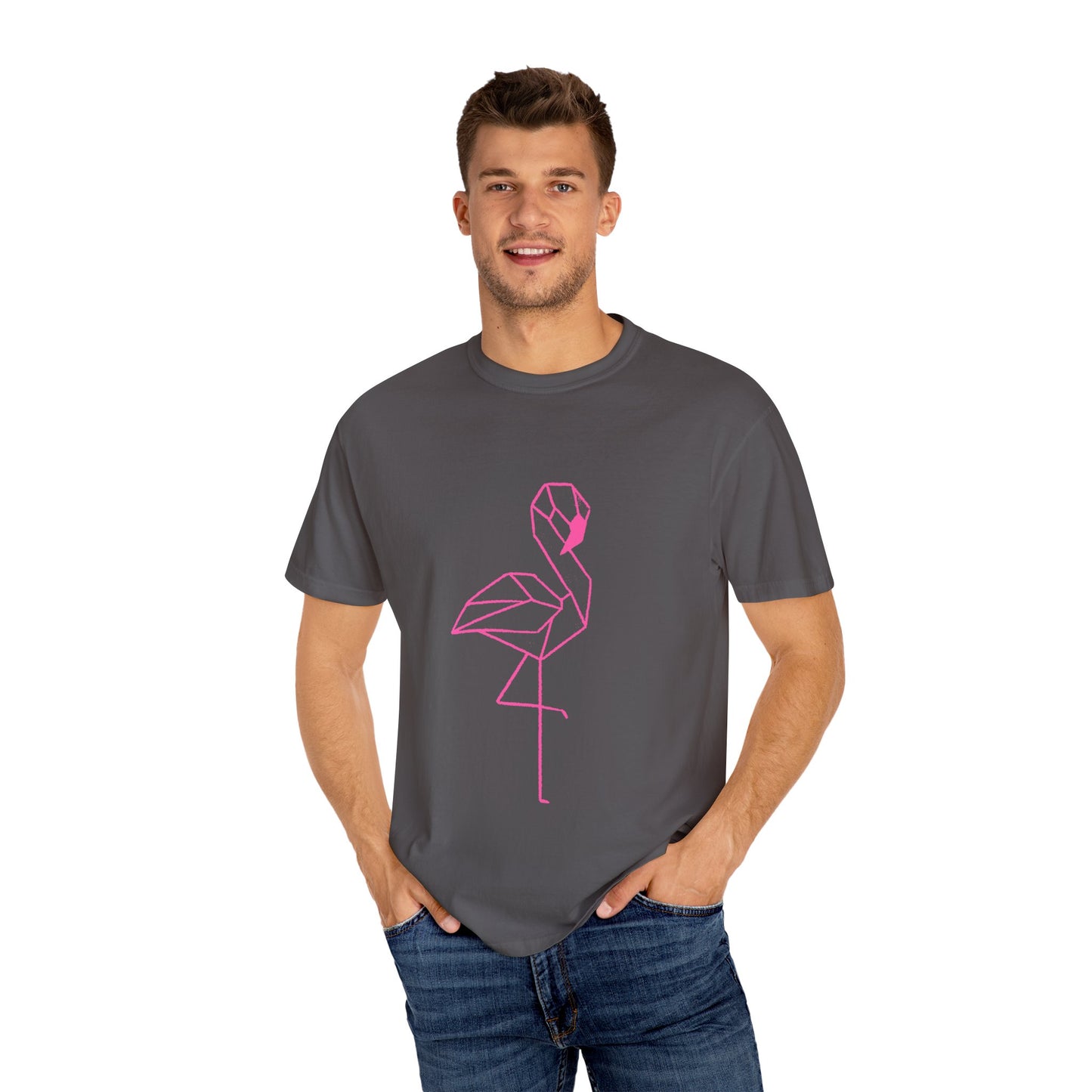 Geo Flamingo Unisex T-shirt | Summer Vibes Tee | Gift for Nature Lovers | Casual Wear for Every Occasion, Beach, Vacation, Friends Gathering
