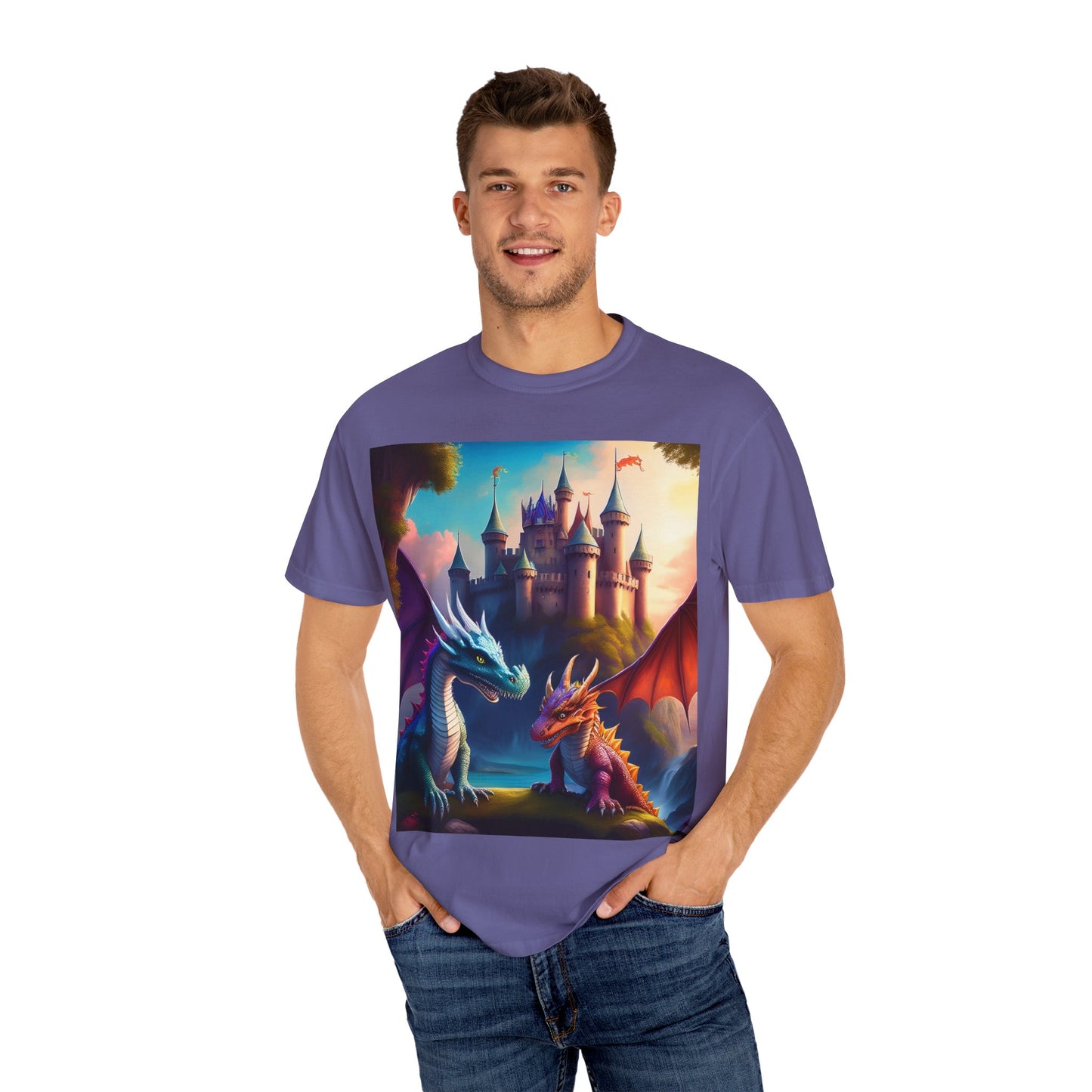 Fantasy Dragons Unisex Garment-Dyed T-Shirt - Perfect for Gamers & Fantasy Lovers
