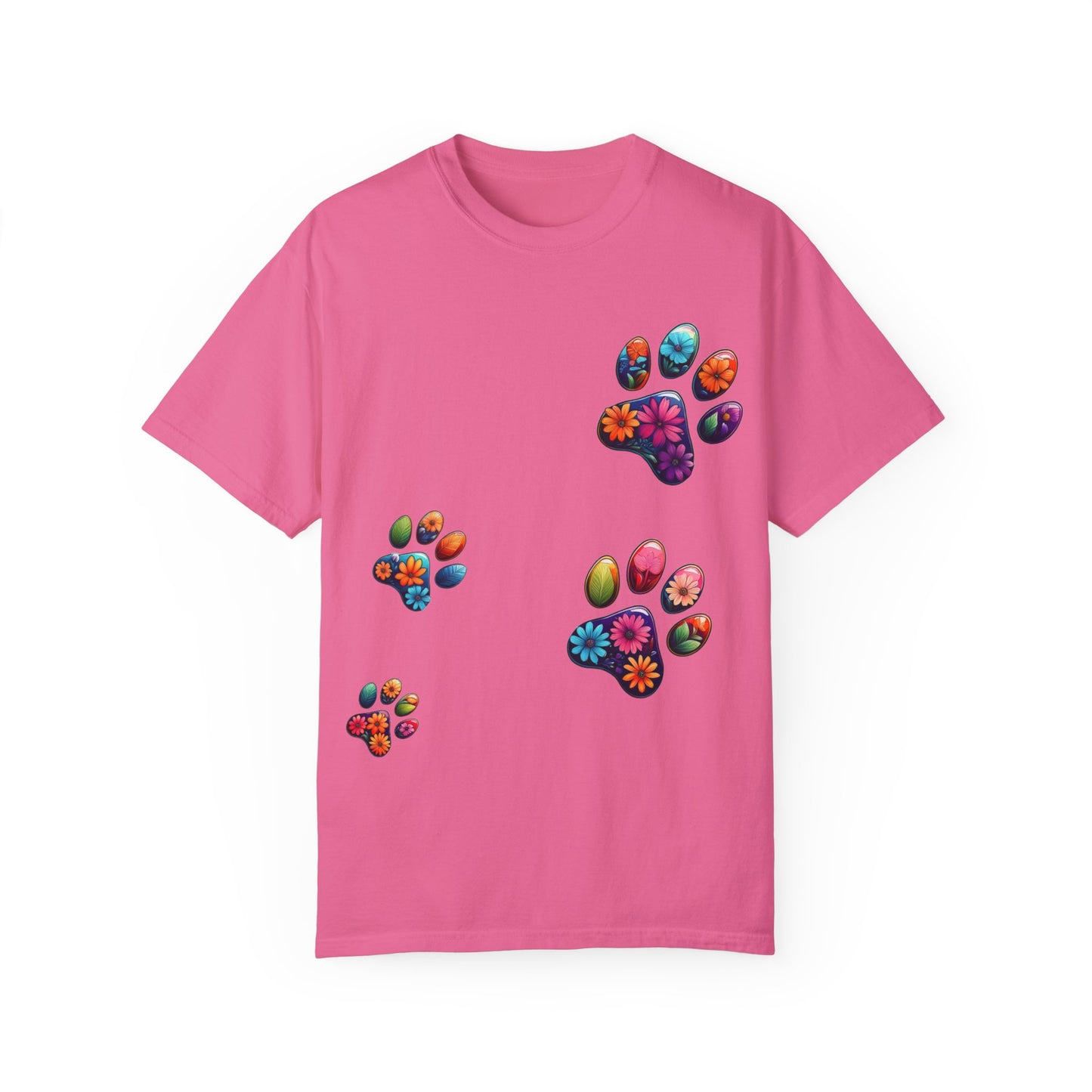 Floral Paw Print T-Shirt for Pet Lovers