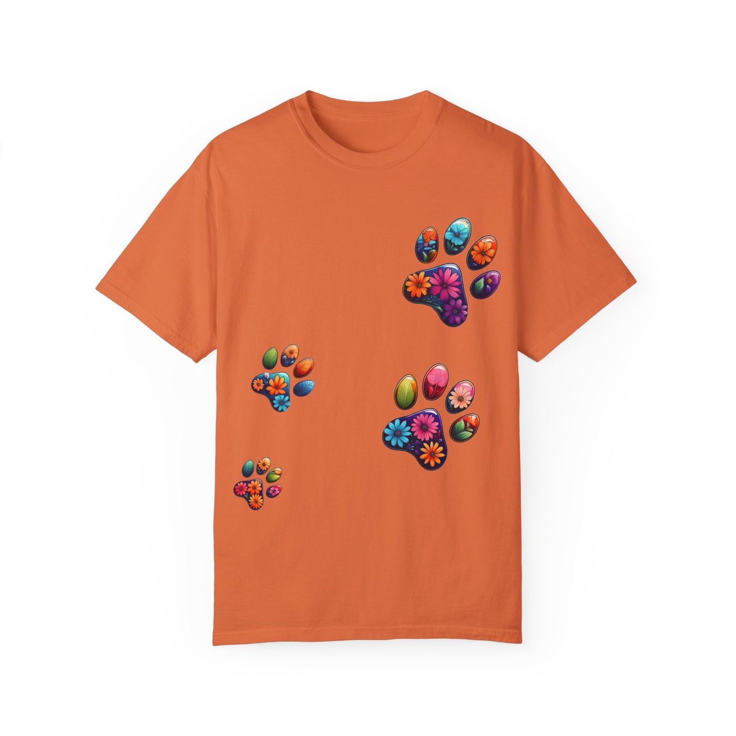 Floral Paw Print T-Shirt for Pet Lovers
