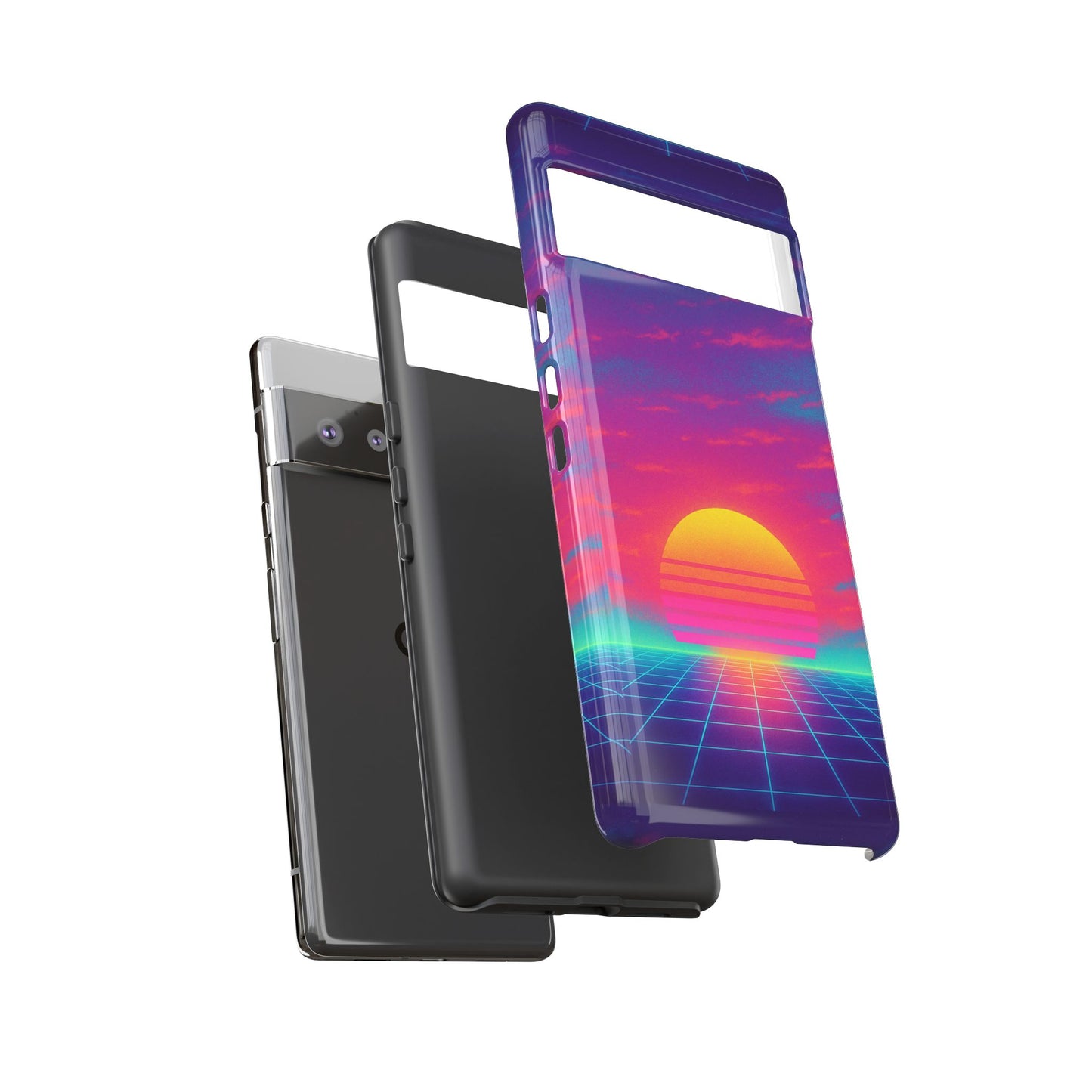 Retro Sunset Tough Phone Case - Vibrant 80s Aesthetic