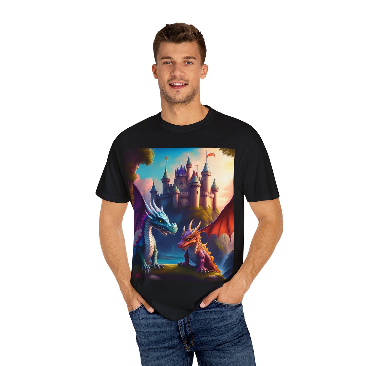 Fantasy Dragons Unisex Garment-Dyed T-Shirt - Perfect for Gamers & Fantasy Lovers