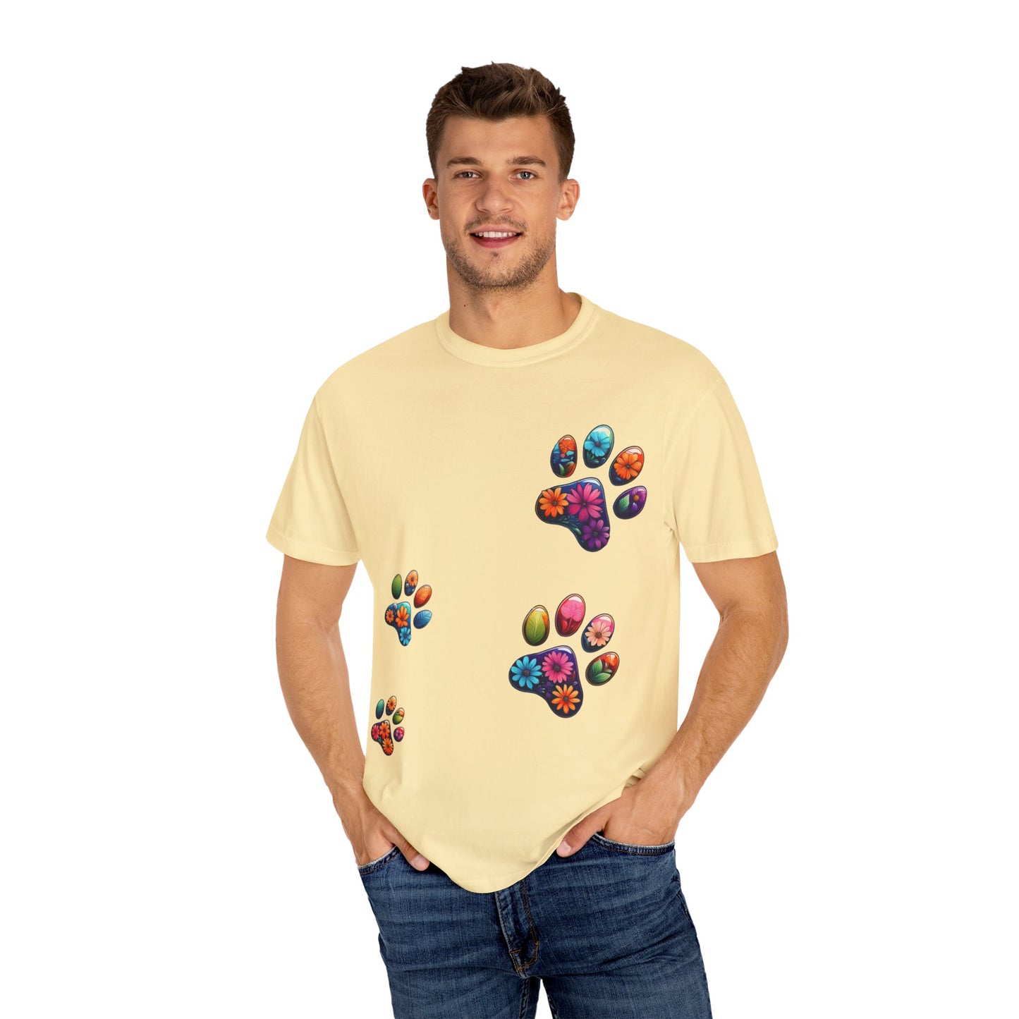 Floral Paw Print T-Shirt for Pet Lovers