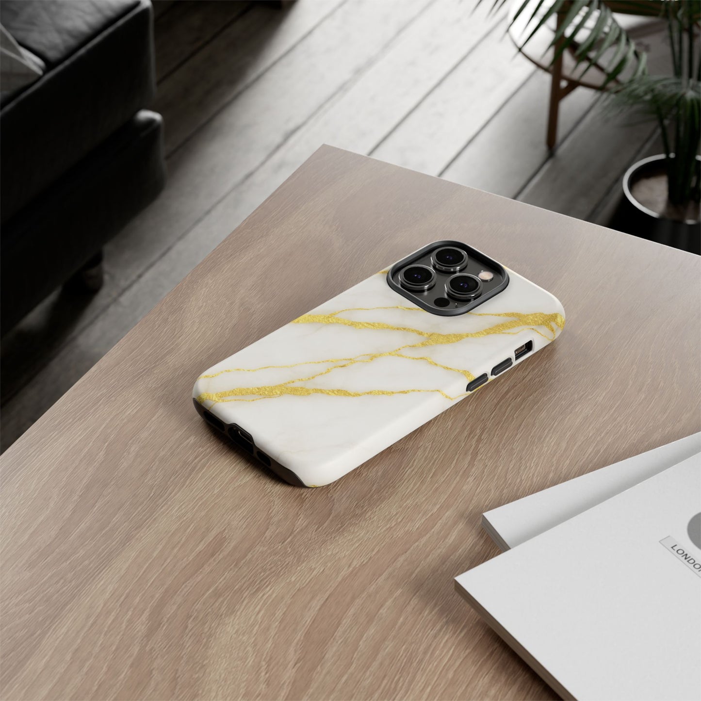 Luxury Marble Phone Case with Gold Accents