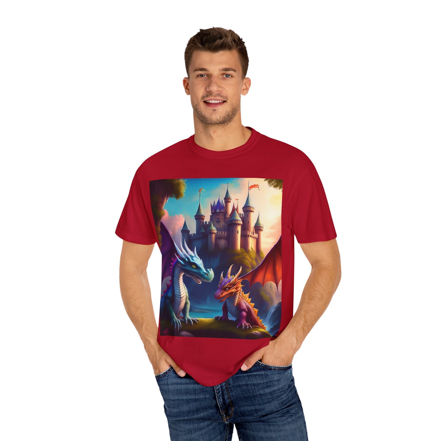 Fantasy Dragons Unisex Garment-Dyed T-Shirt - Perfect for Gamers & Fantasy Lovers