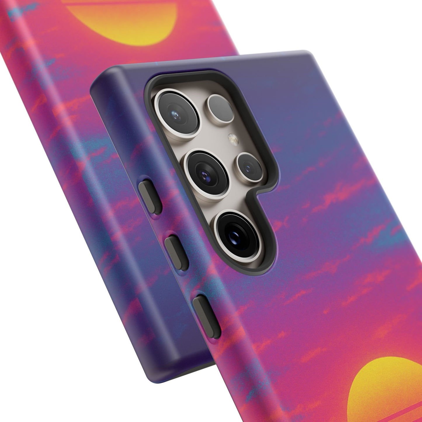 Retro Sunset Tough Phone Case - Vibrant 80s Aesthetic