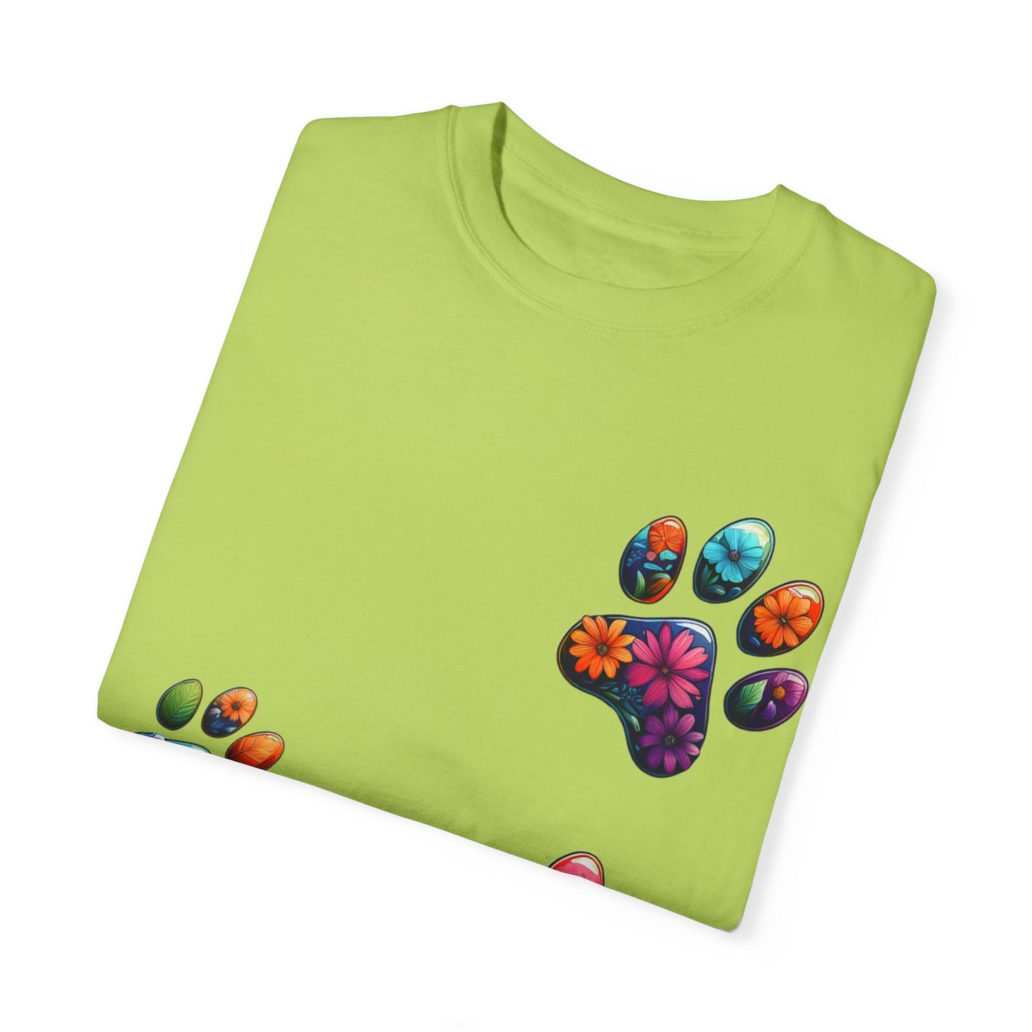 Floral Paw Print T-Shirt for Pet Lovers