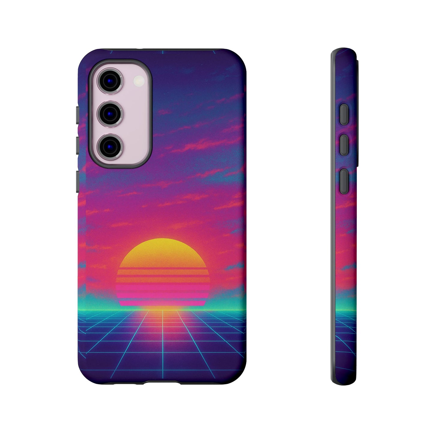 Retro Sunset Tough Phone Case - Vibrant 80s Aesthetic