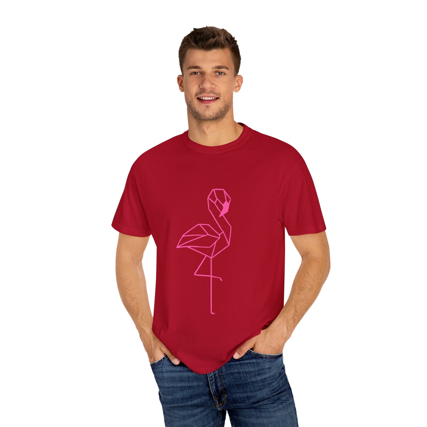 Geo Flamingo Unisex T-shirt | Summer Vibes Tee | Gift for Nature Lovers | Casual Wear for Every Occasion, Beach, Vacation, Friends Gathering