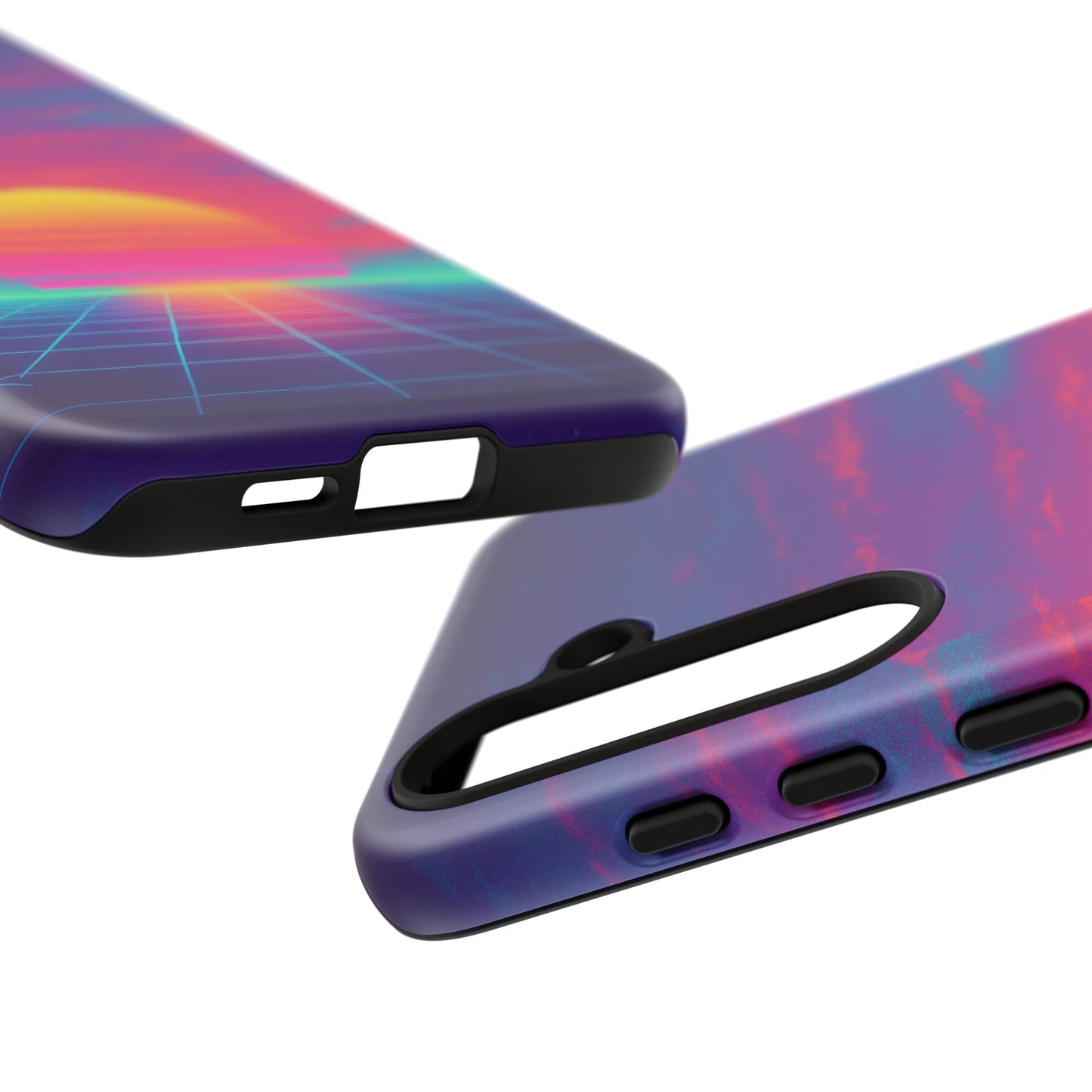 Retro Sunset Tough Phone Case - Vibrant 80s Aesthetic