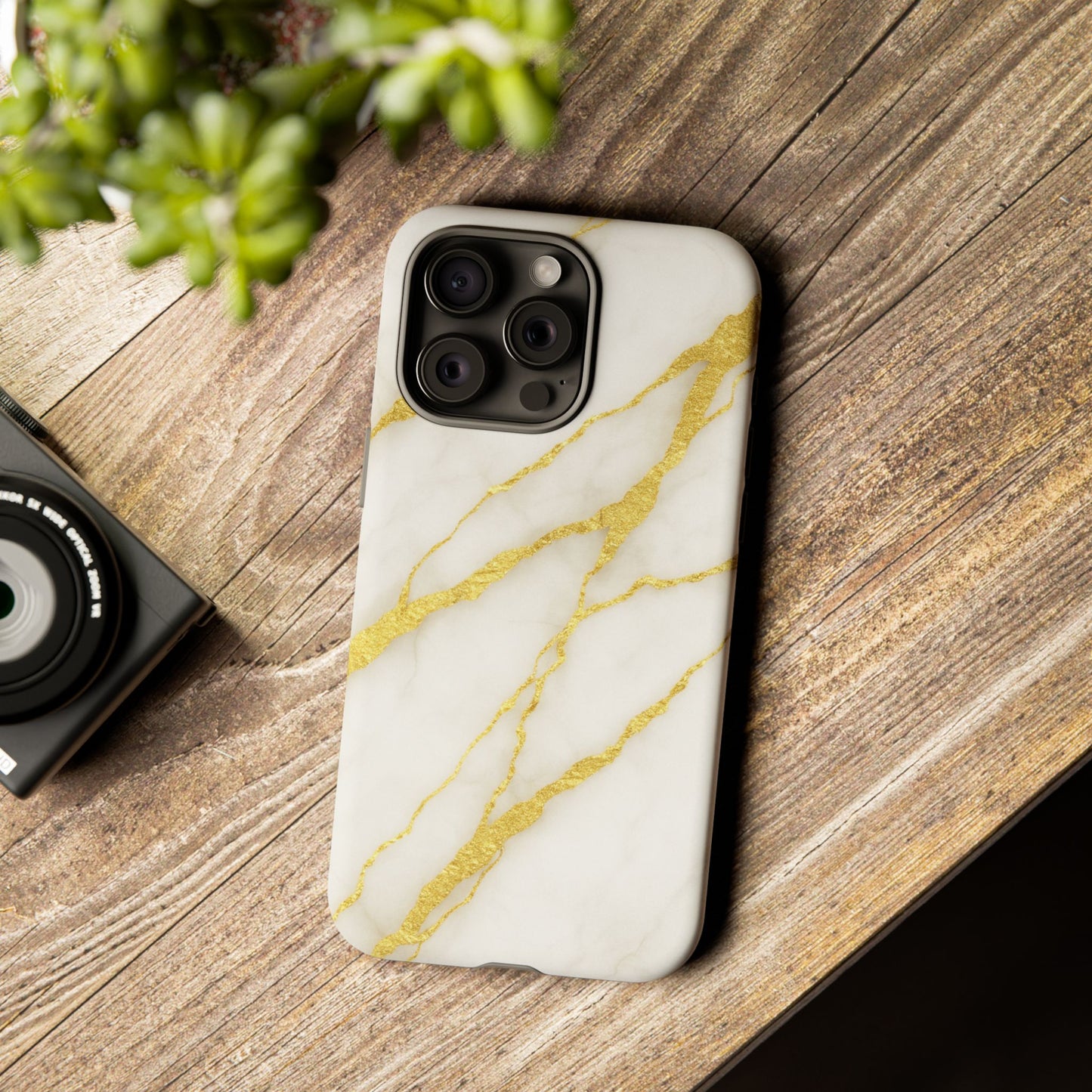 Luxury Marble Phone Case with Gold Accents