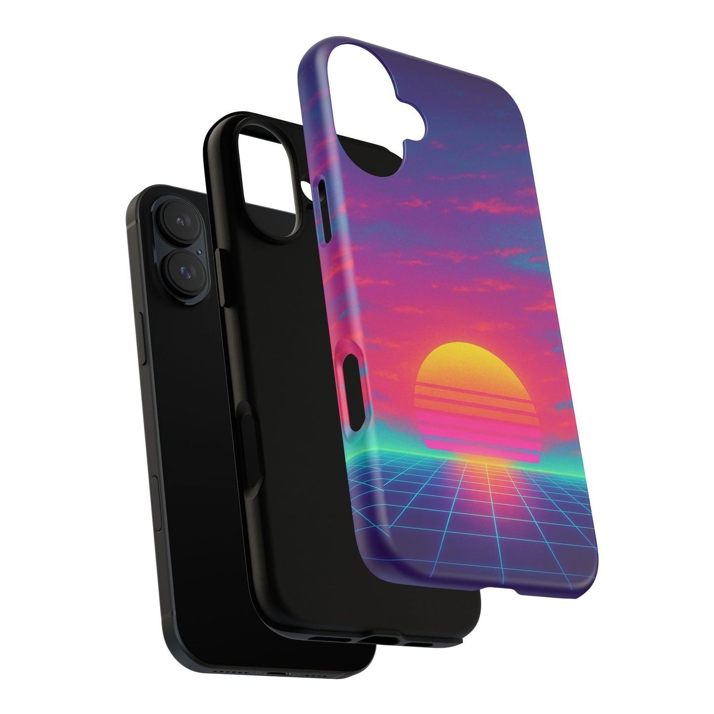 Retro Sunset Tough Phone Case - Vibrant 80s Aesthetic