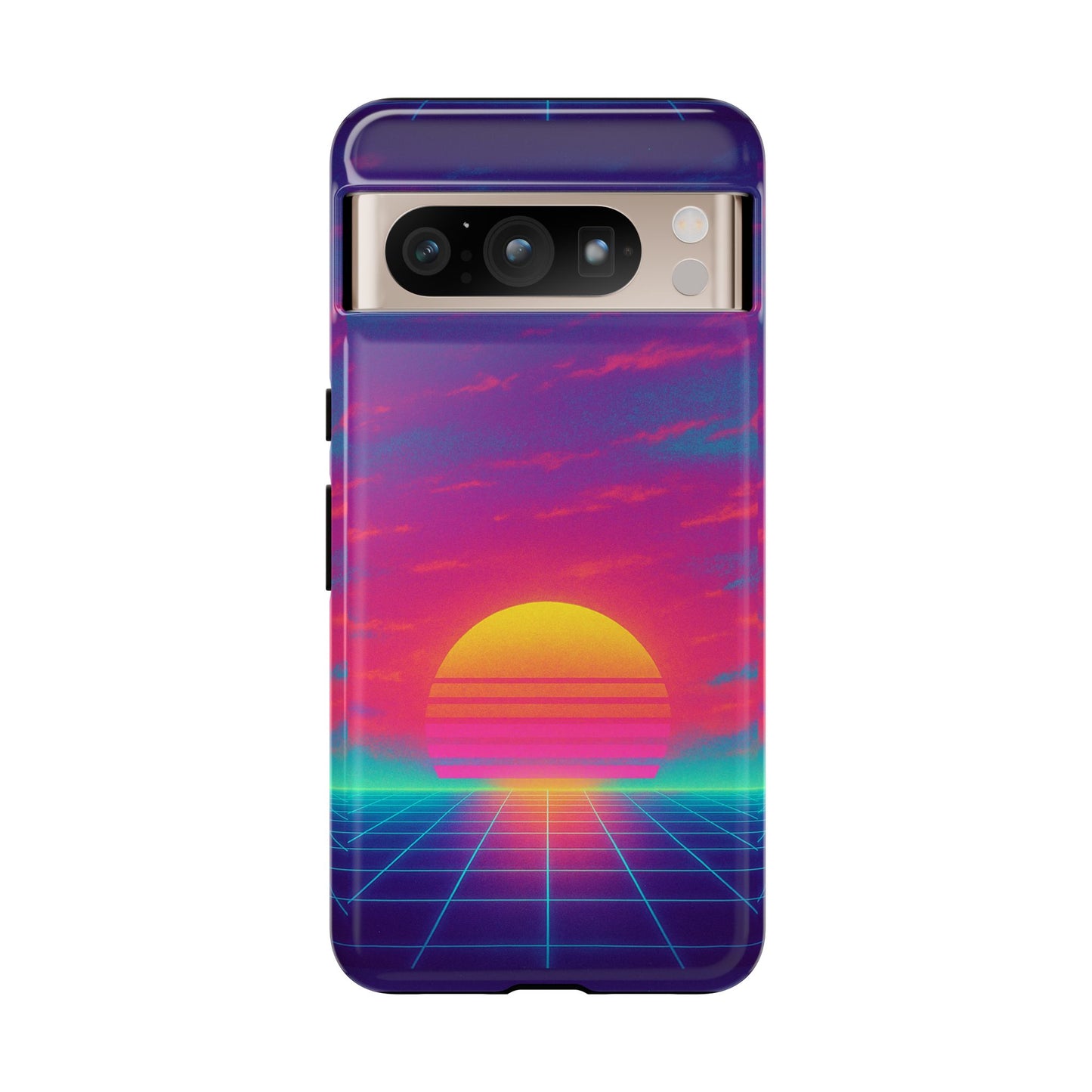 Retro Sunset Tough Phone Case - Vibrant 80s Aesthetic