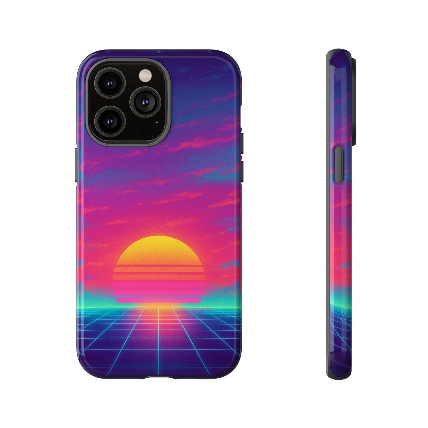 Retro Sunset Tough Phone Case - Vibrant 80s Aesthetic
