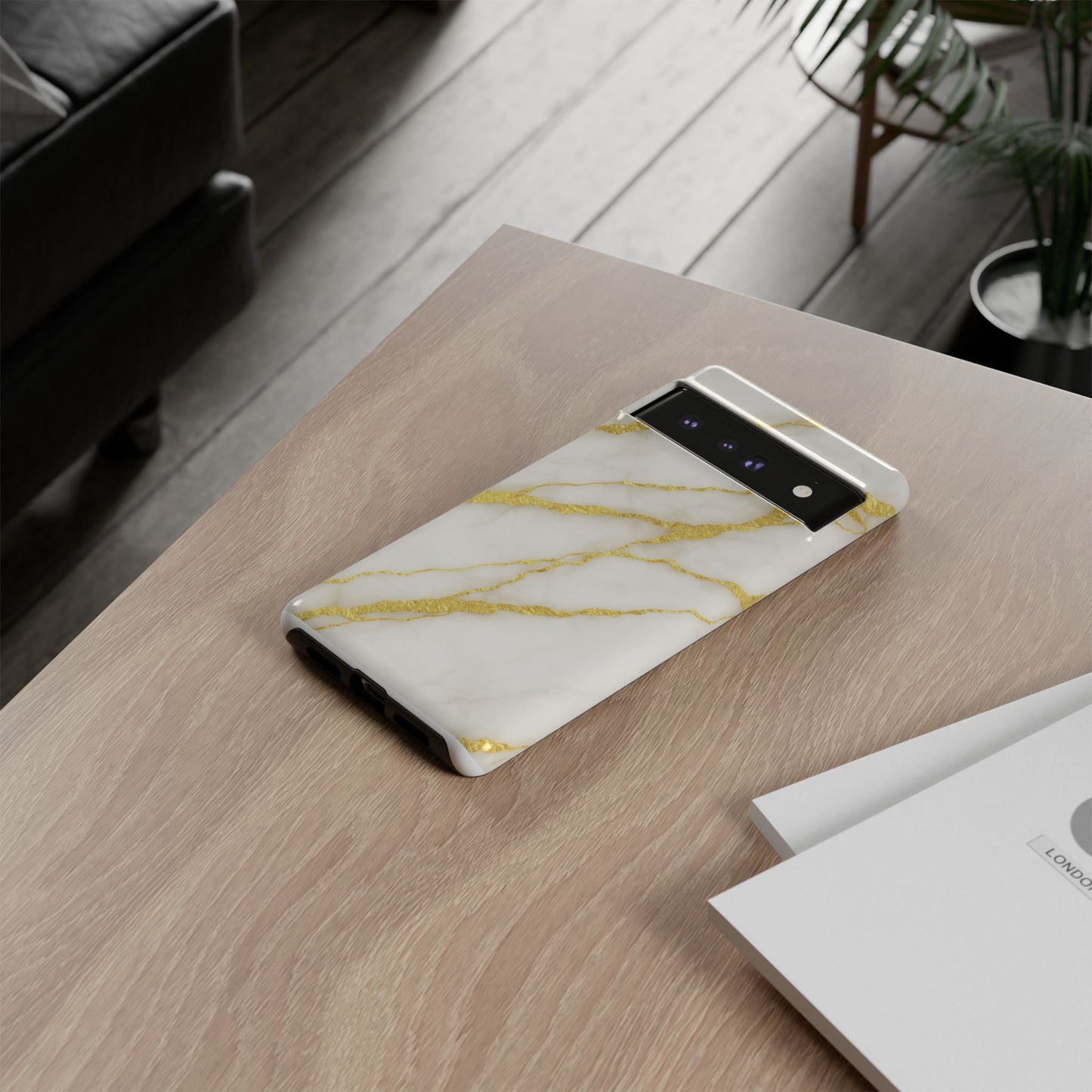 Luxury Marble Phone Case with Gold Accents