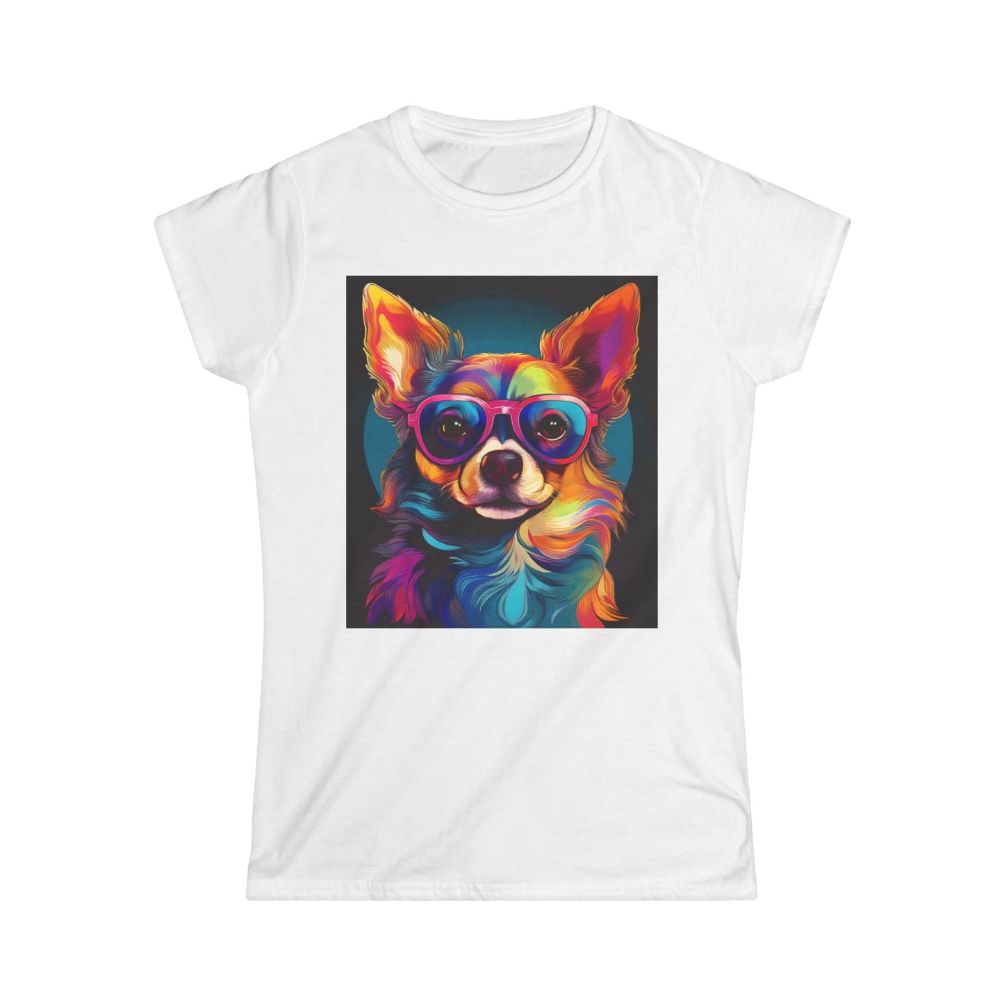 Colorful Dog Graphic Women's Softstyle Tee - Perfect for Animal Lovers