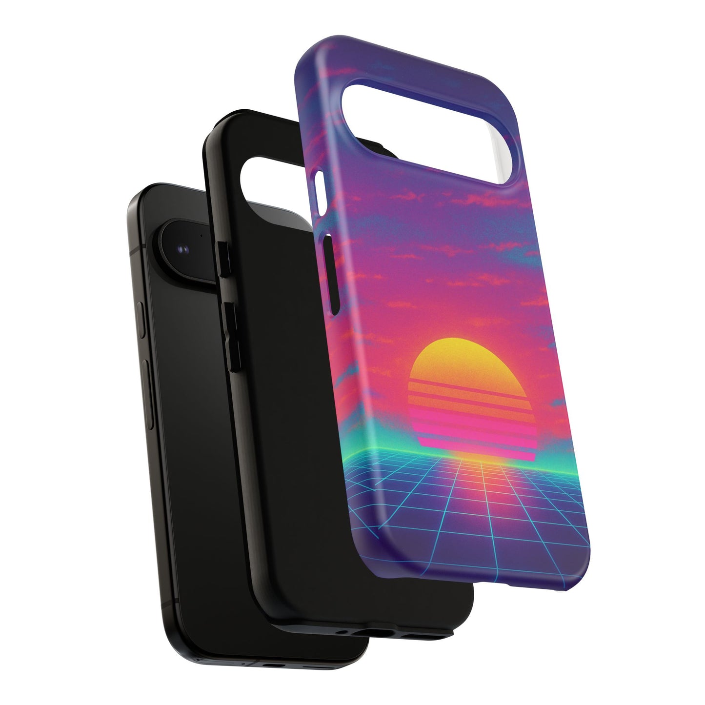 Retro Sunset Tough Phone Case - Vibrant 80s Aesthetic