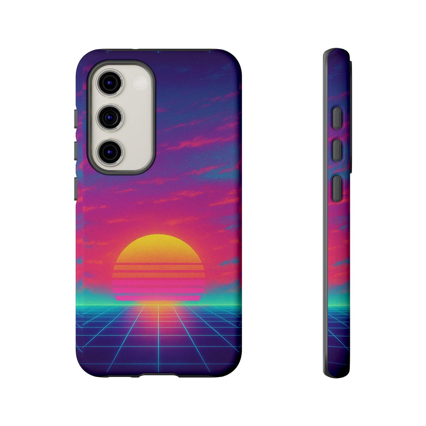 Retro Sunset Tough Phone Case - Vibrant 80s Aesthetic