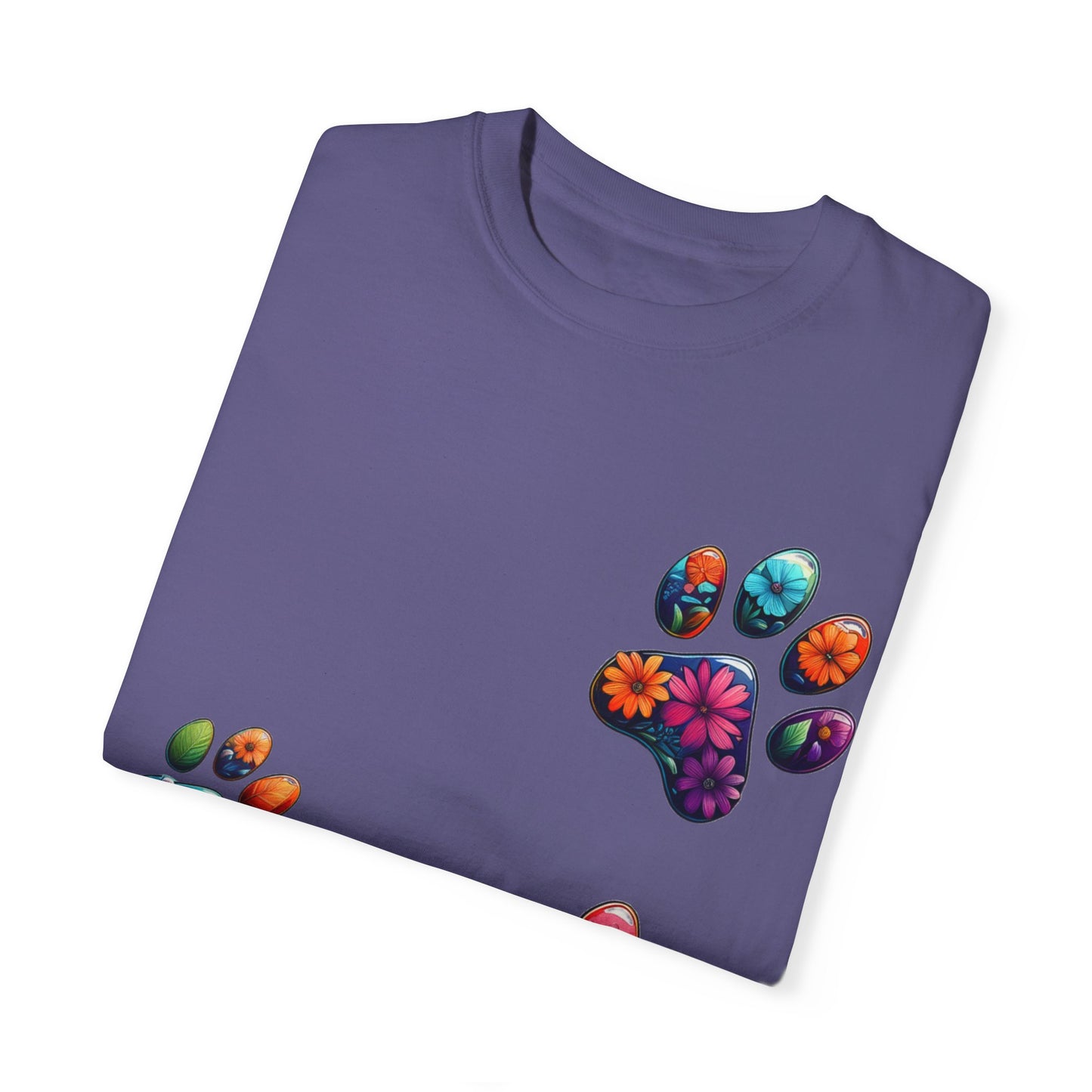 Floral Paw Print T-Shirt for Pet Lovers