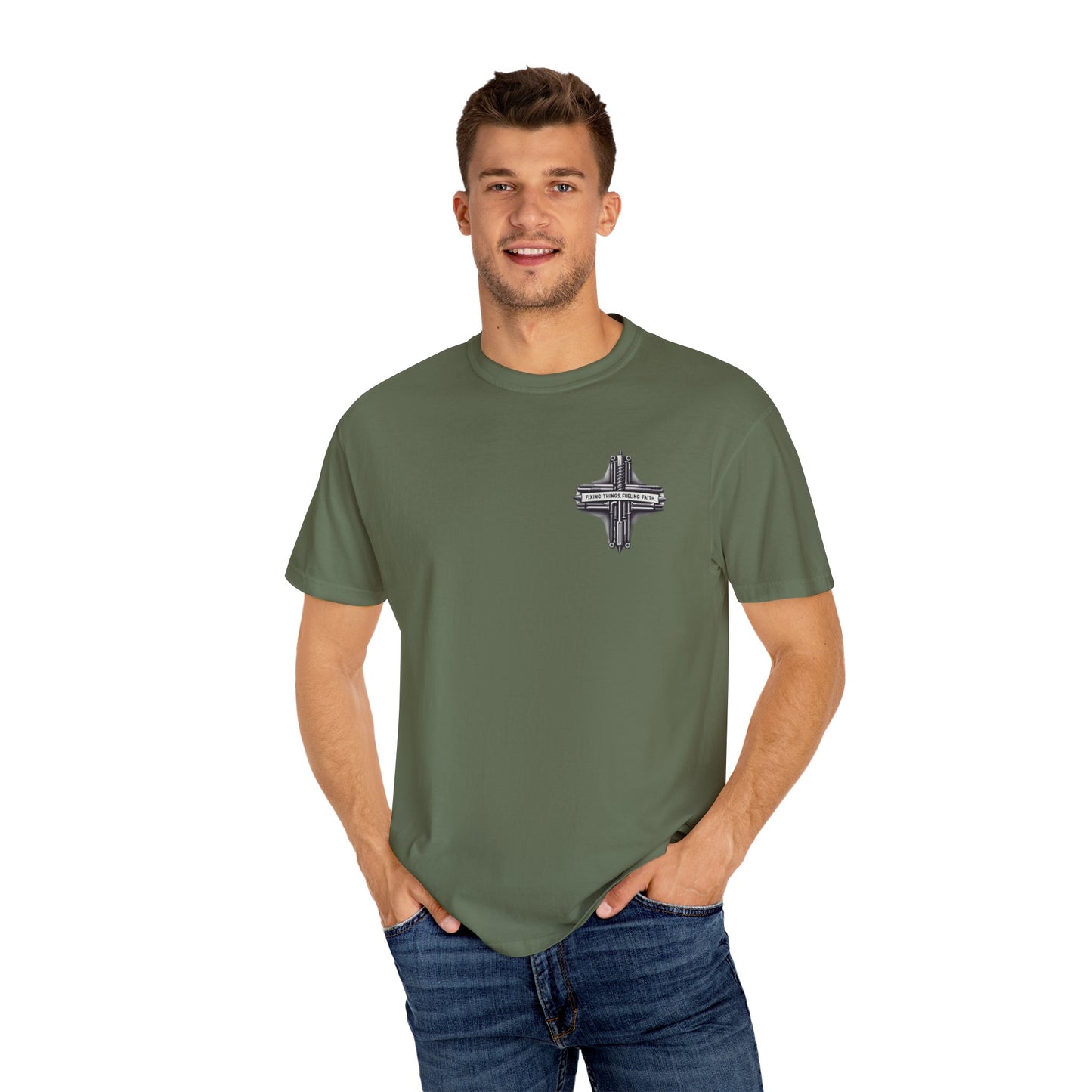 Faith-Inspired Unisex T-Shirt | Fixing Things Fueling Faith | Inspirational Gift for Believers | Casual Wear, Church Events, Everyday Style