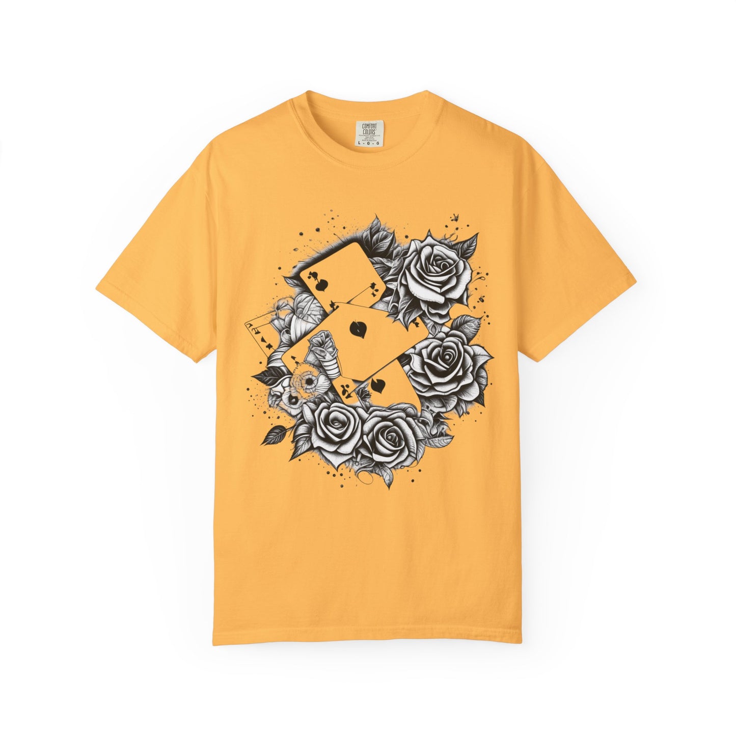 Gothic Floral Card T-Shirt | Unisex Garment-Dyed Tee