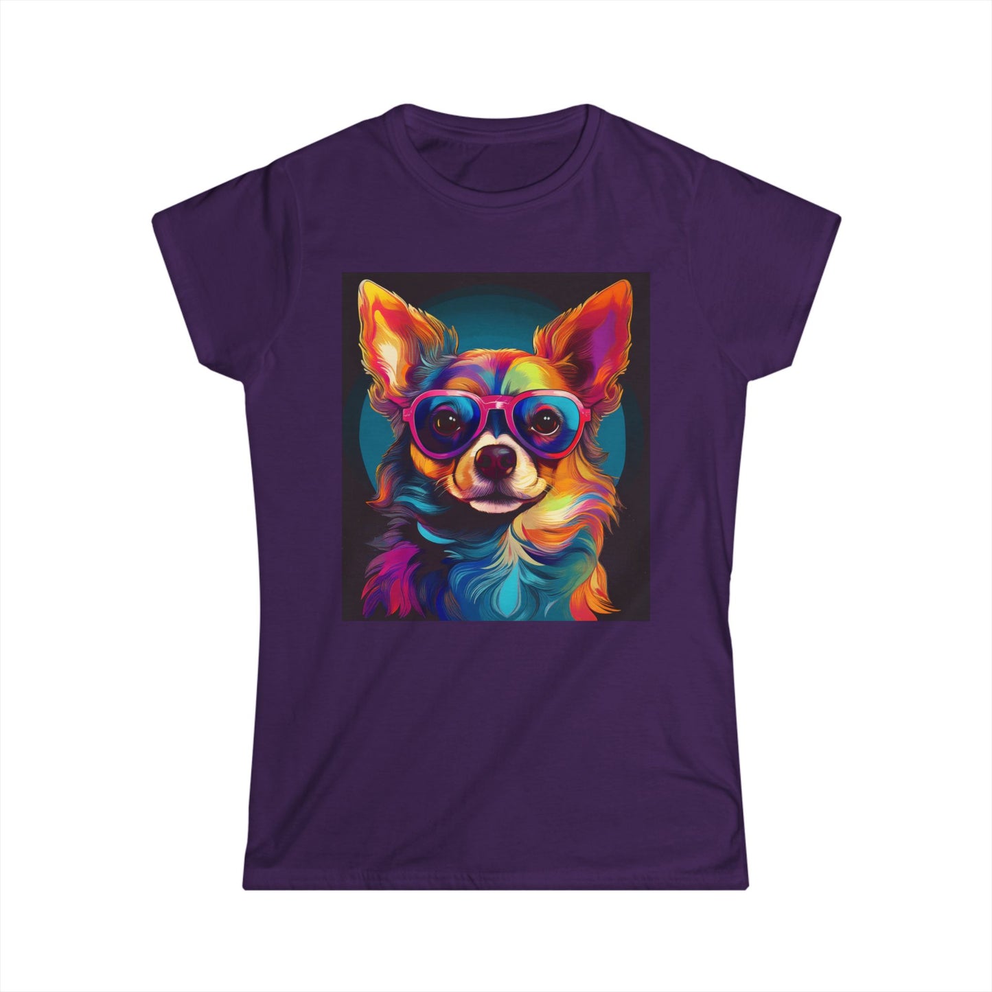 Colorful Dog Graphic Women's Softstyle Tee - Perfect for Animal Lovers