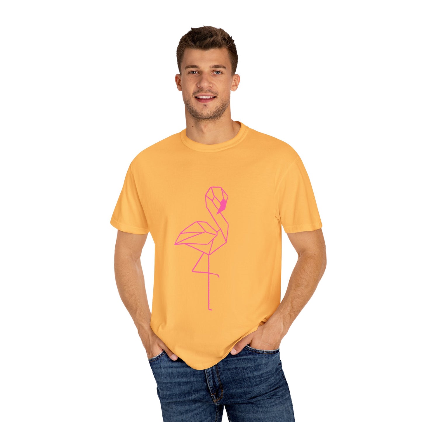 Geo Flamingo Unisex T-shirt | Summer Vibes Tee | Gift for Nature Lovers | Casual Wear for Every Occasion, Beach, Vacation, Friends Gathering