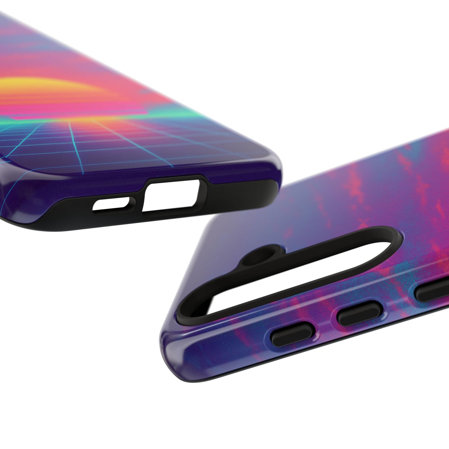 Retro Sunset Tough Phone Case - Vibrant 80s Aesthetic