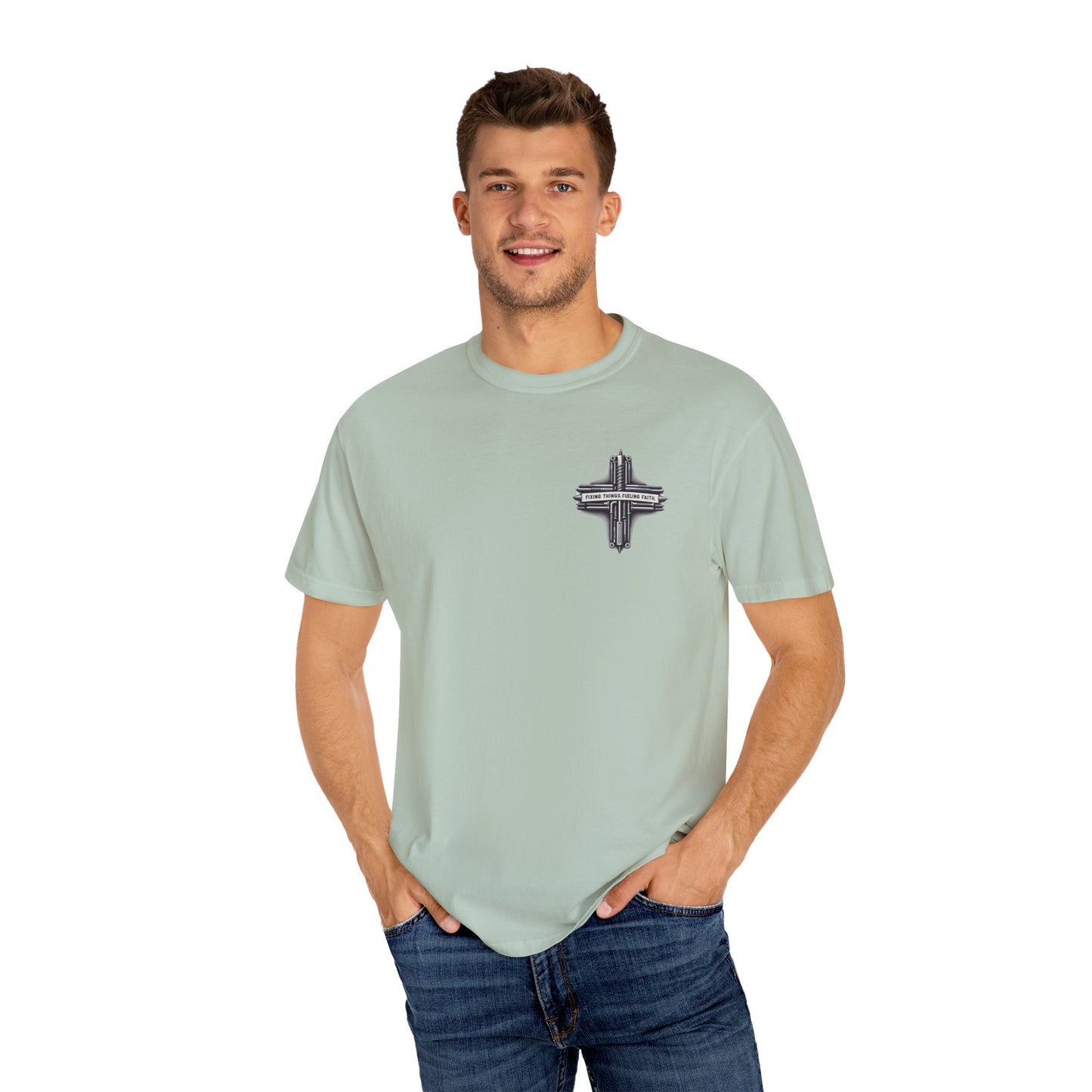 Faith-Inspired Unisex T-Shirt | Fixing Things Fueling Faith | Inspirational Gift for Believers | Casual Wear, Church Events, Everyday Style