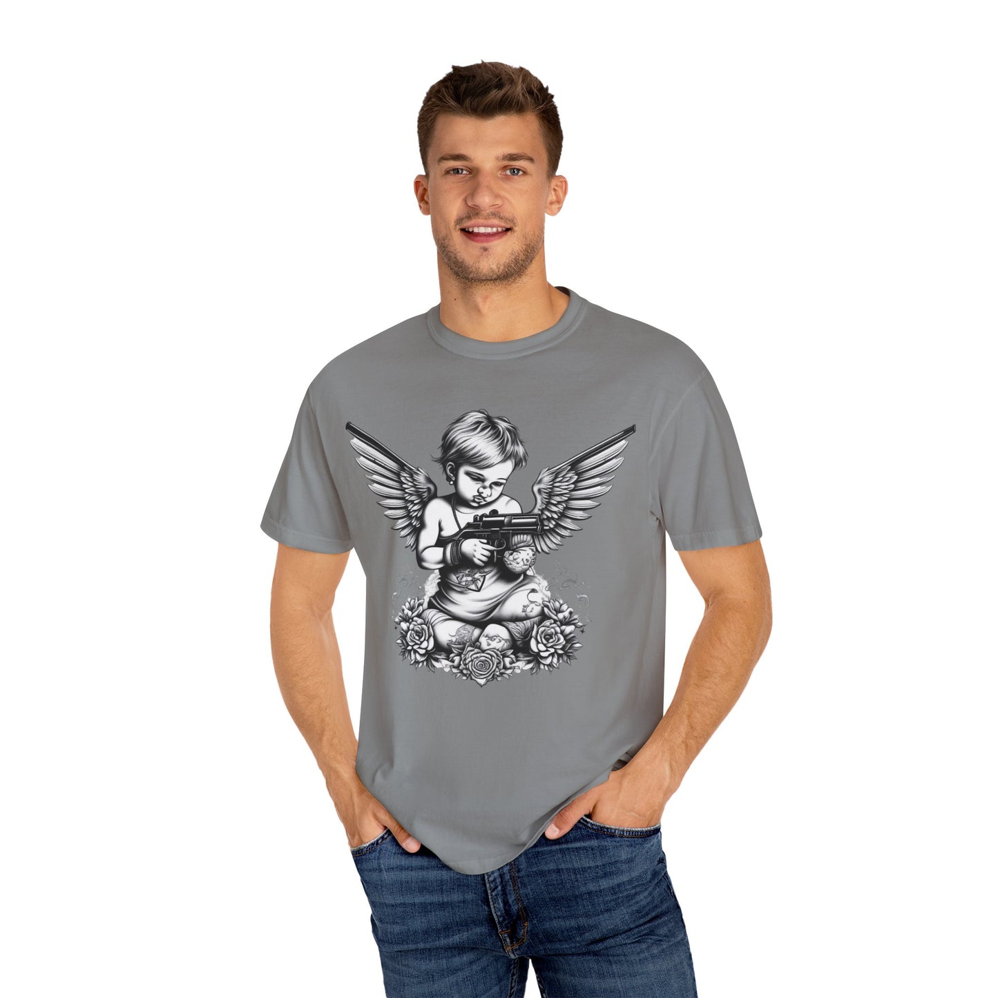 Unisex Angel with Gun Graphic T-Shirt - Edgy Streetwear